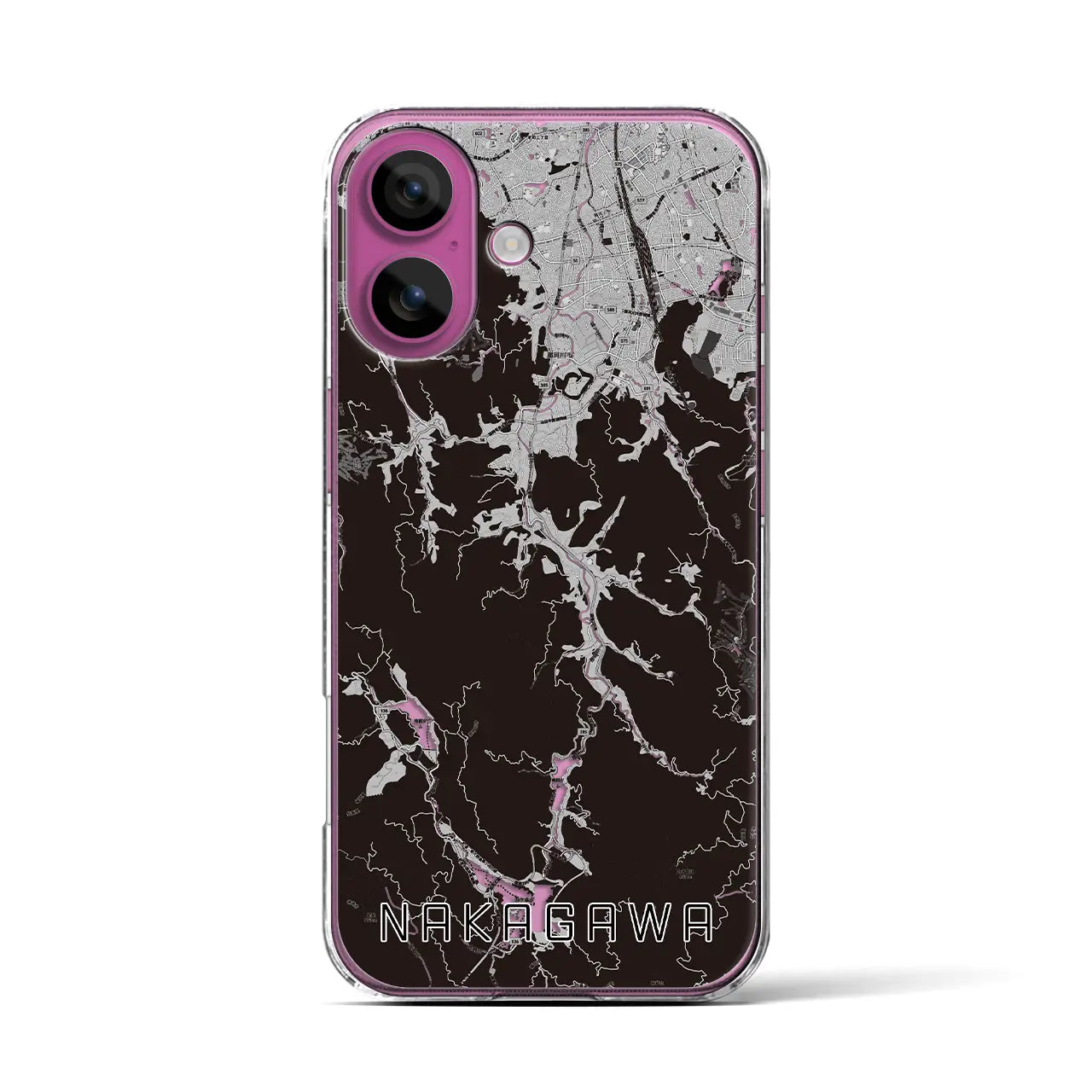 【那珂川(福岡県)】地図柄iPhoneケース(クリアタイプ)モノトーン・iPhone 16 Pro 用