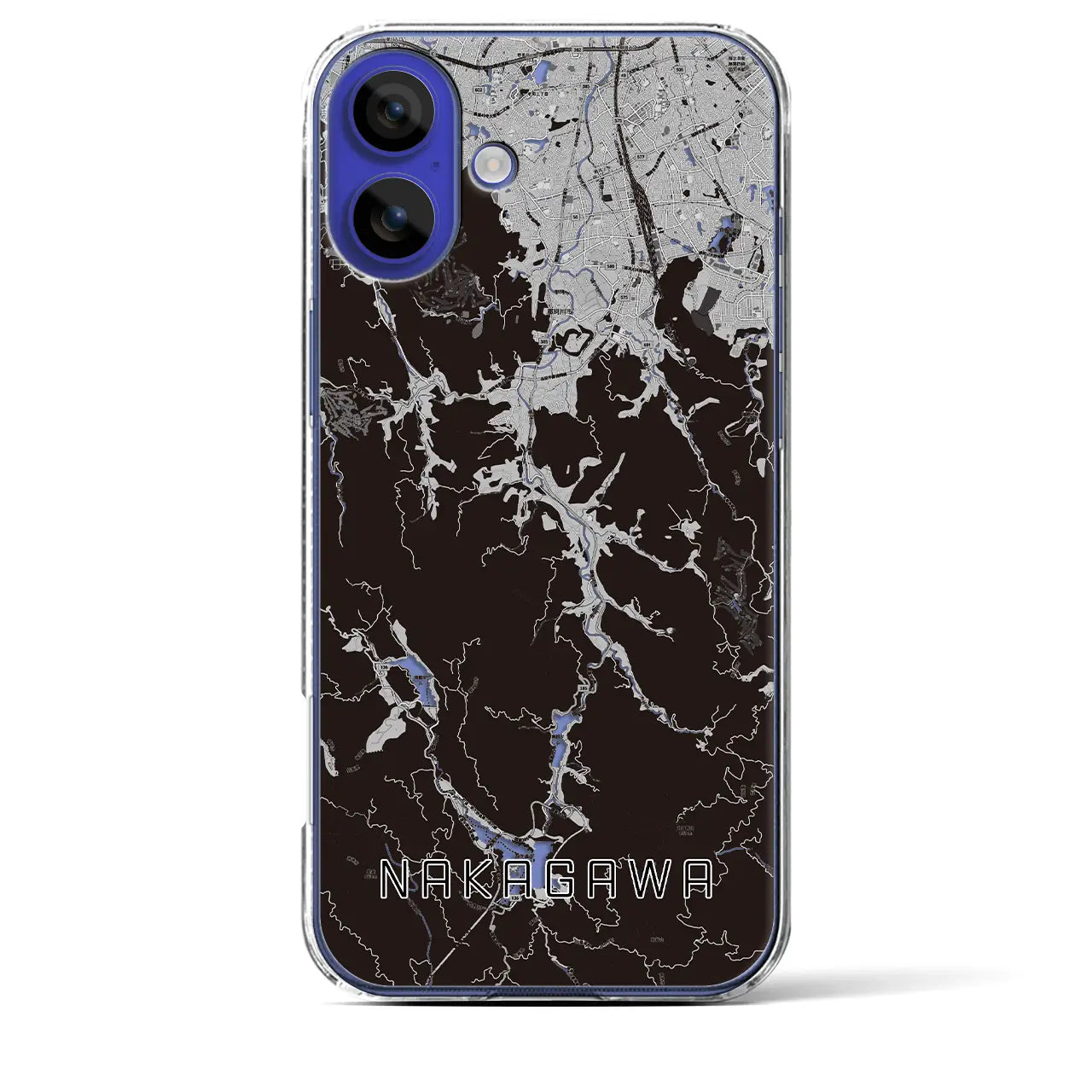 【那珂川(福岡県)】地図柄iPhoneケース(クリアタイプ)モノトーン・iPhone 16 Pro Max 用