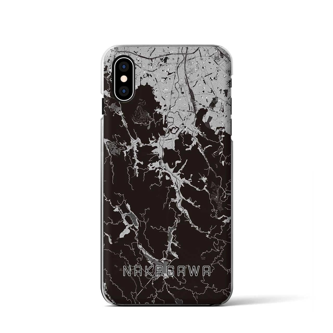【那珂川(福岡県)】地図柄iPhoneケース(クリアタイプ)モノトーン・iPhone XS / X 用