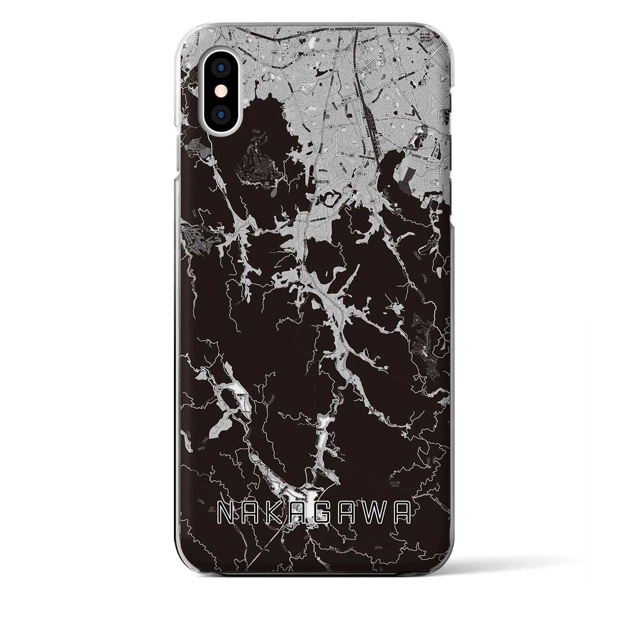 【那珂川(福岡県)】地図柄iPhoneケース(クリアタイプ)モノトーン・iPhone XS Max 用