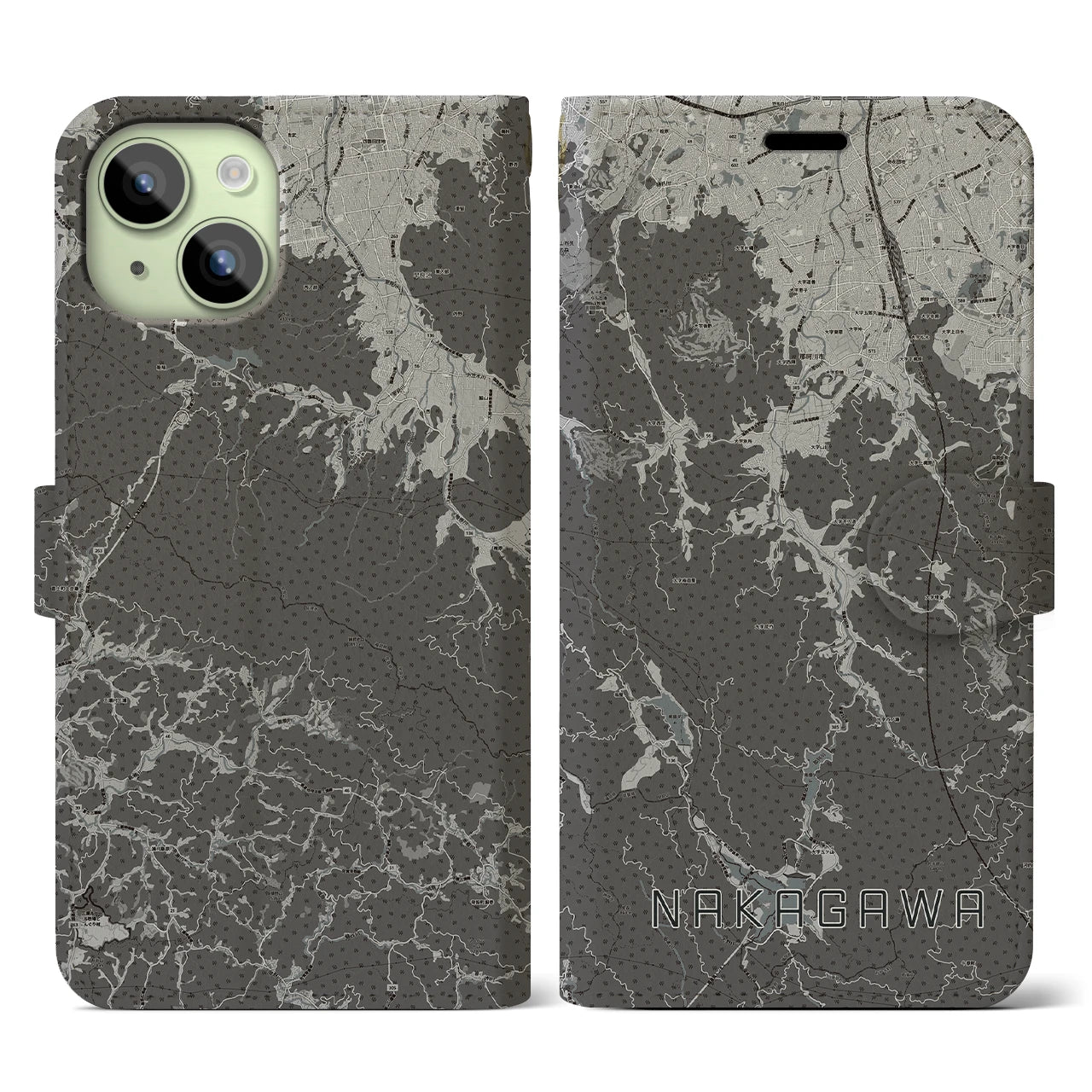 【那珂川(福岡県)】地図柄iPhoneケース(手帳タイプ)