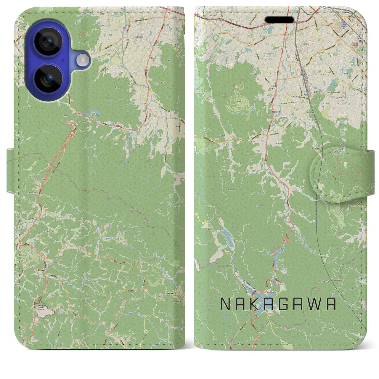 【那珂川(福岡県)】地図柄iPhoneケース(手帳タイプ)ナチュラル・iPhone 16 Pro Max 用