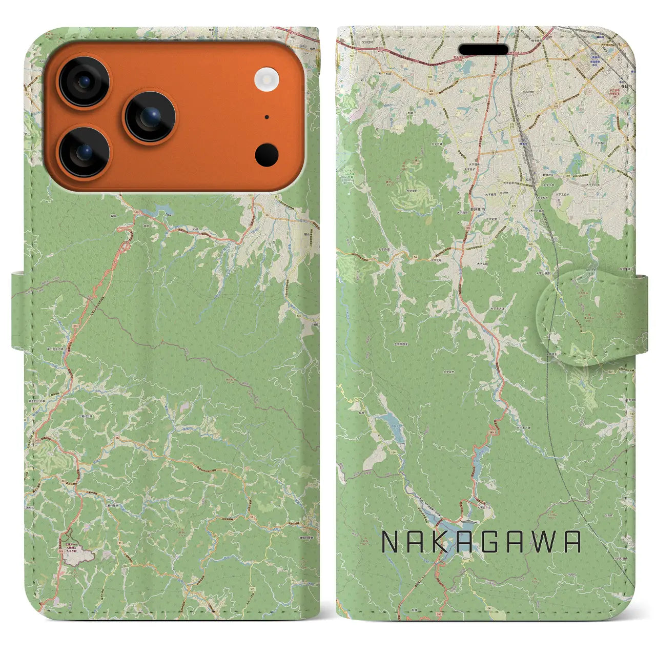 【那珂川(福岡県)】地図柄iPhoneケース(手帳タイプ)