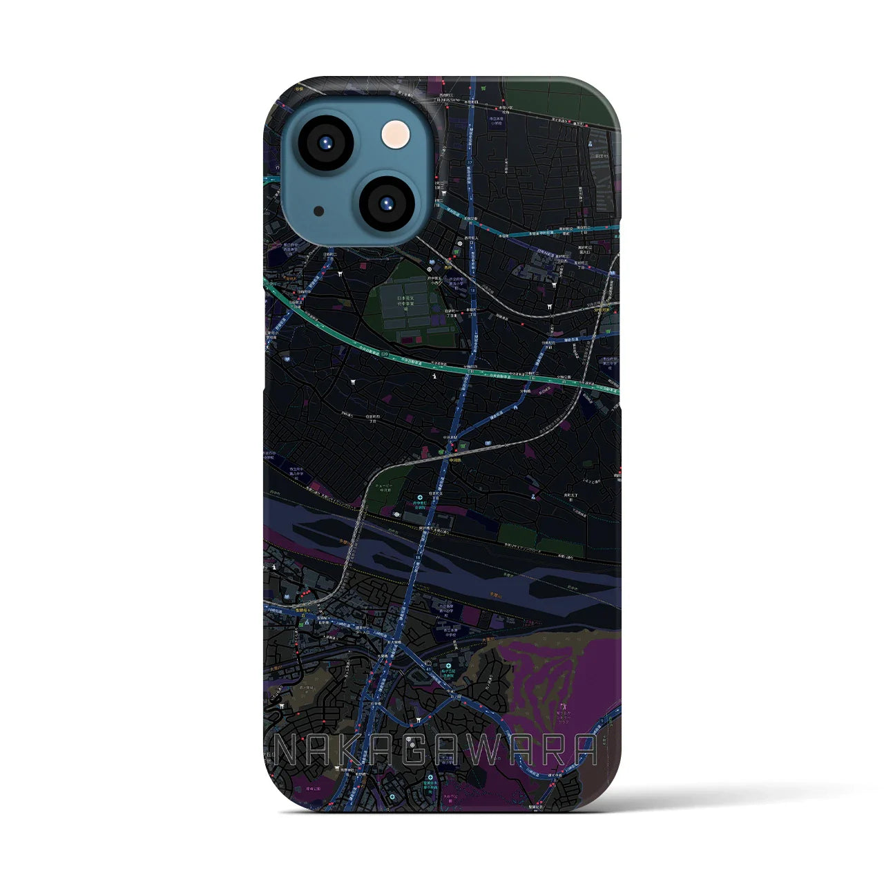 【中河原(東京都)】地図柄iPhoneケース(バックカバータイプ)