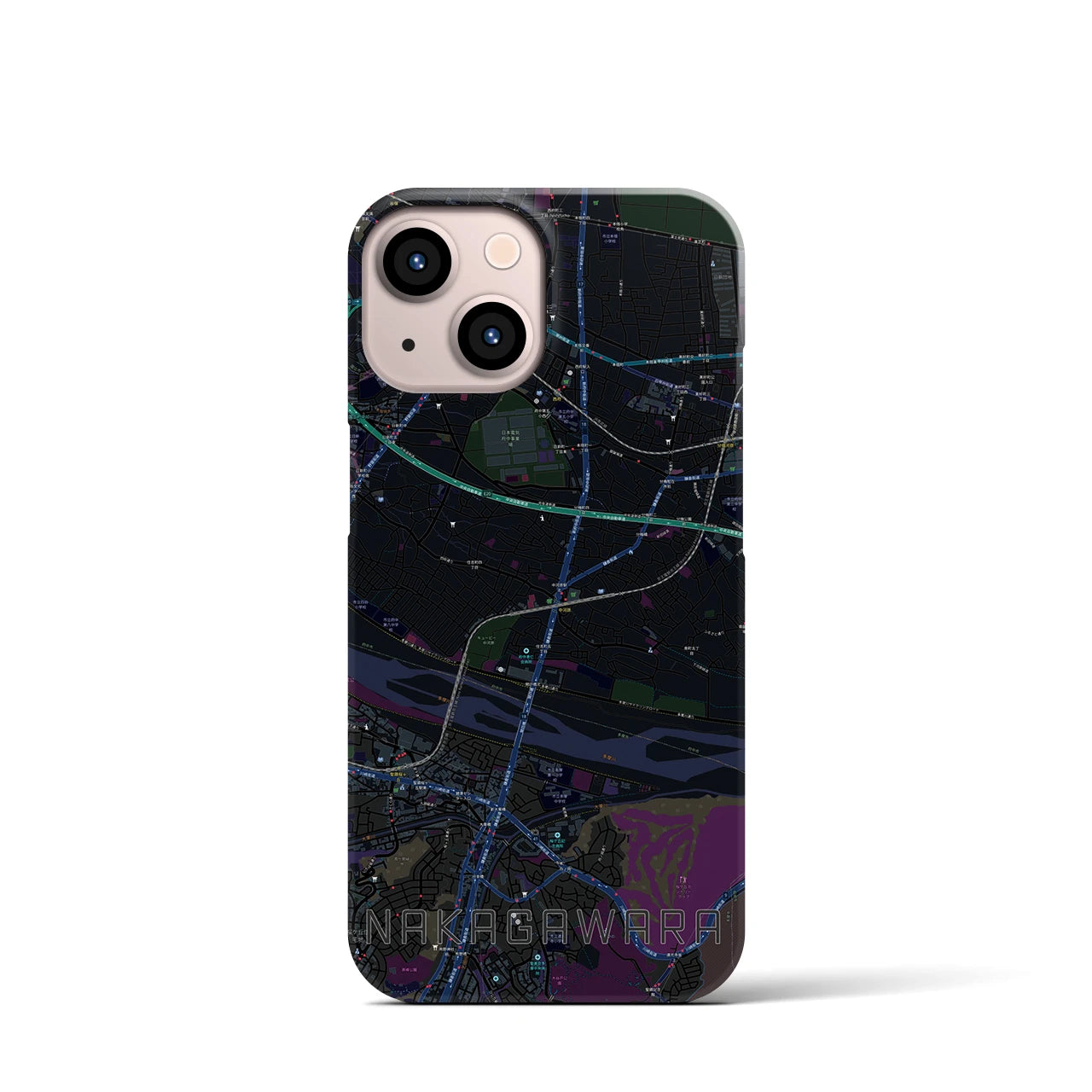 【中河原(東京都)】地図柄iPhoneケース(バックカバータイプ)