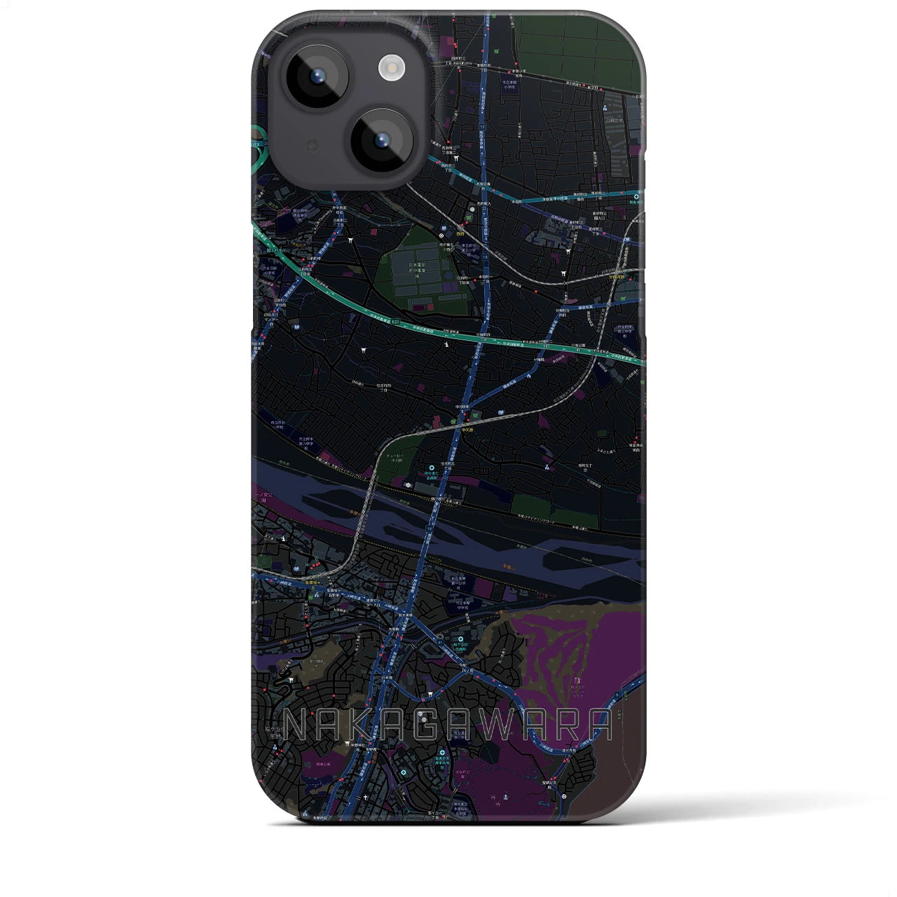 【中河原(東京都)】地図柄iPhoneケース(バックカバータイプ)