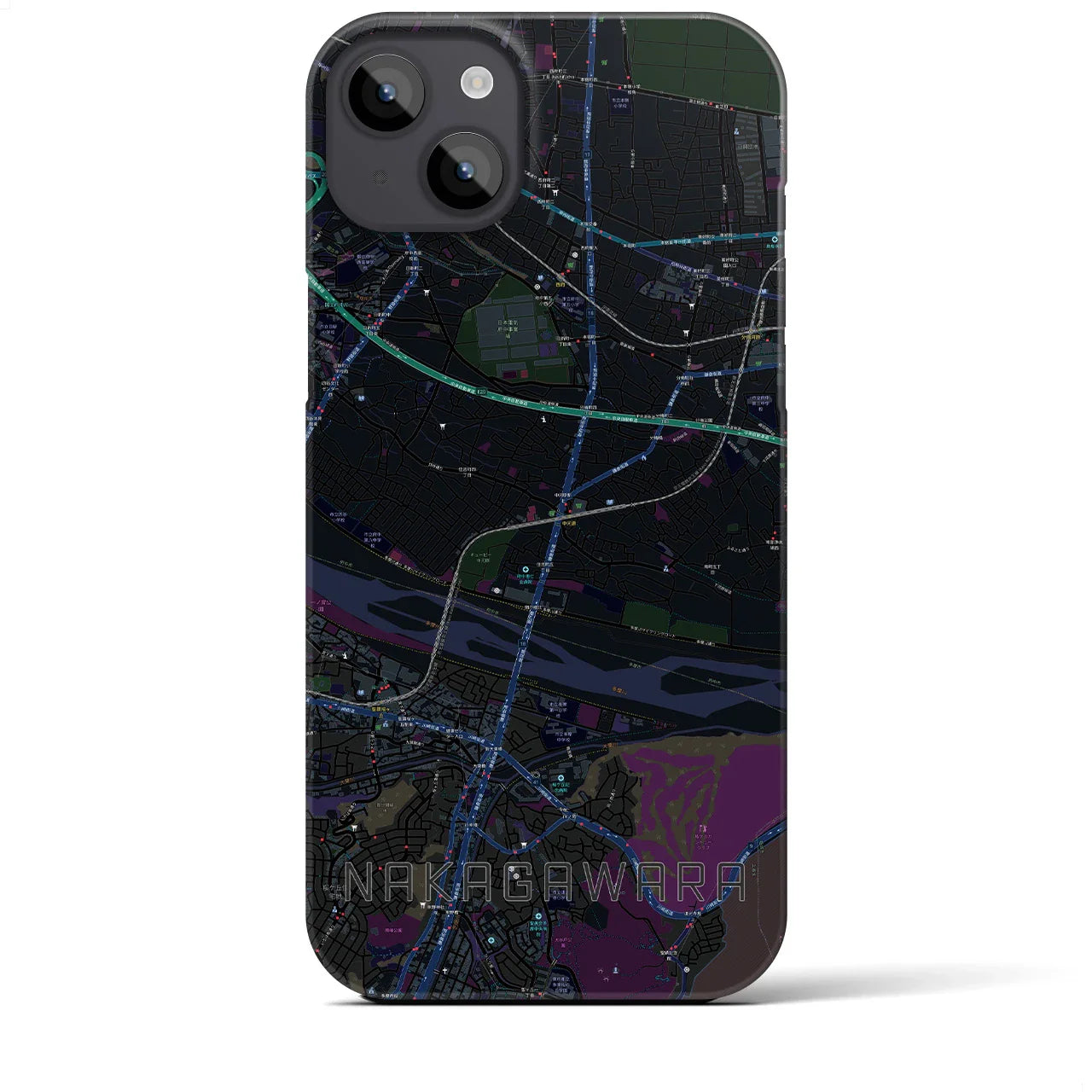 【中河原(東京都)】地図柄iPhoneケース(バックカバータイプ)