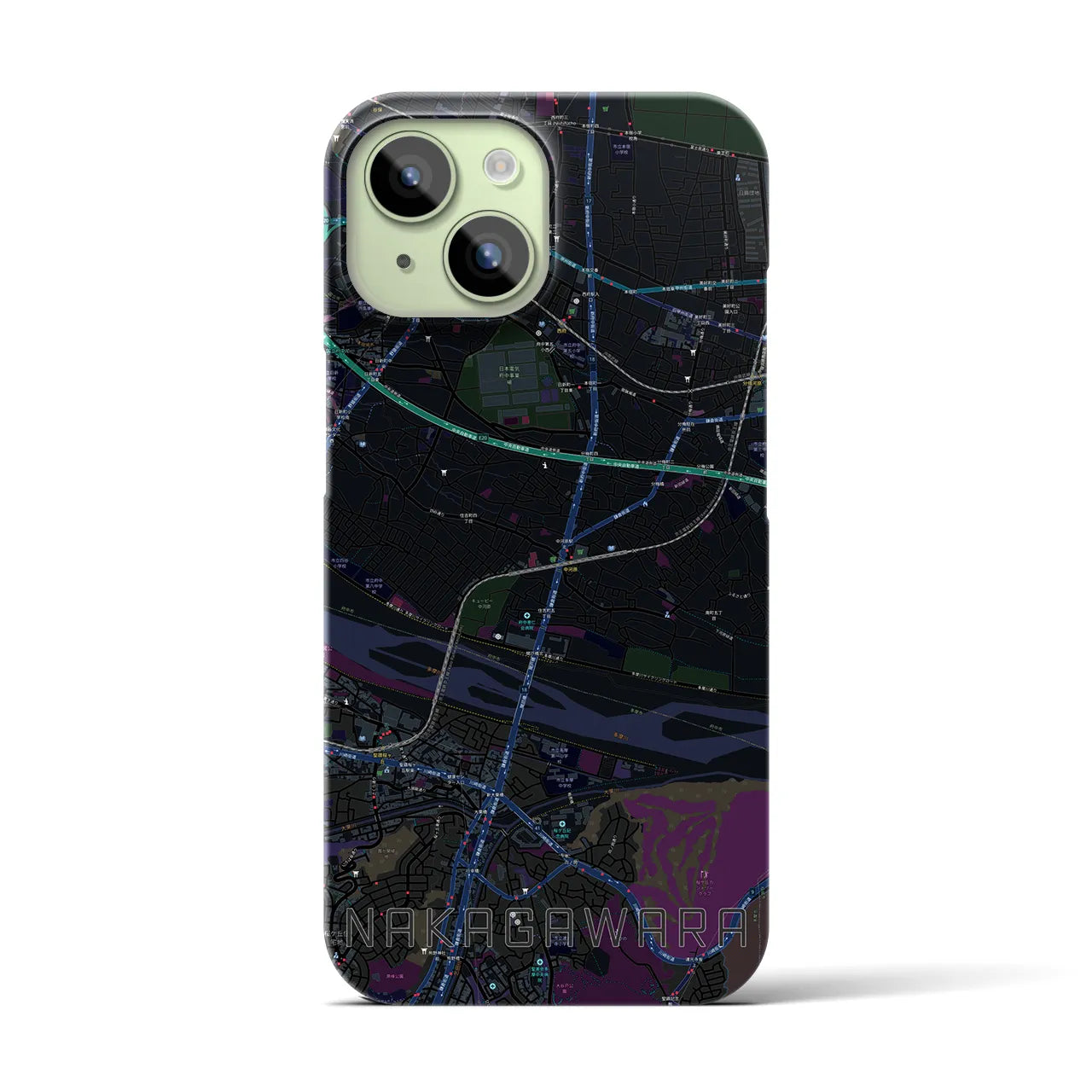 【中河原(東京都)】地図柄iPhoneケース(バックカバータイプ)