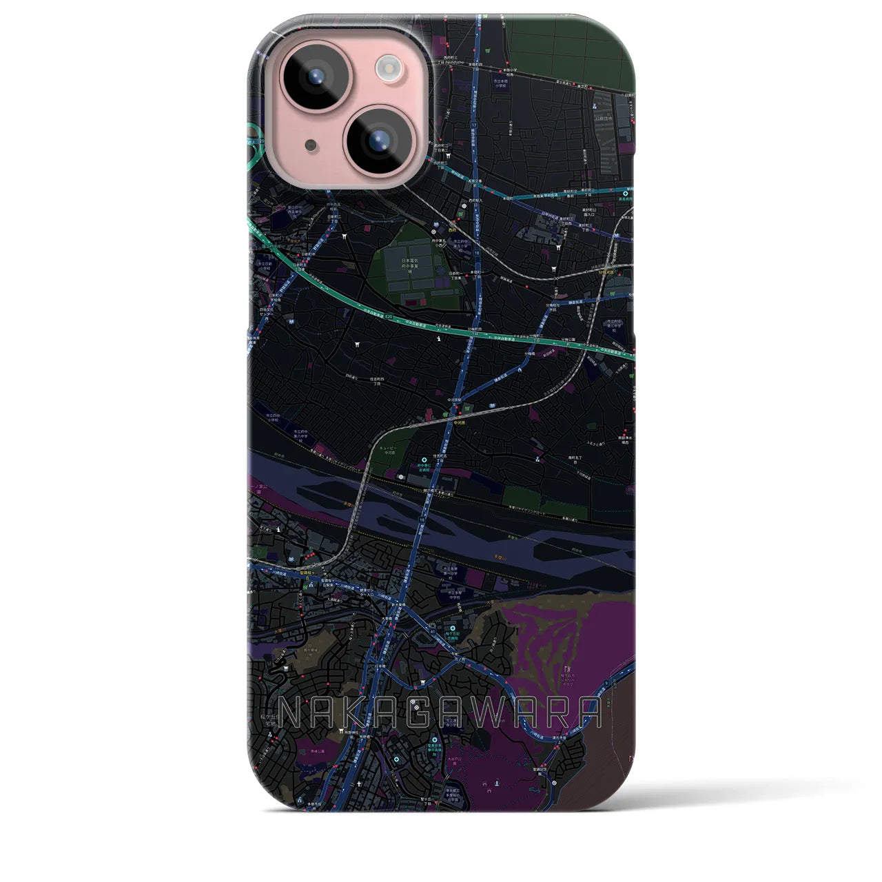 【中河原(東京都)】地図柄iPhoneケース(バックカバータイプ)