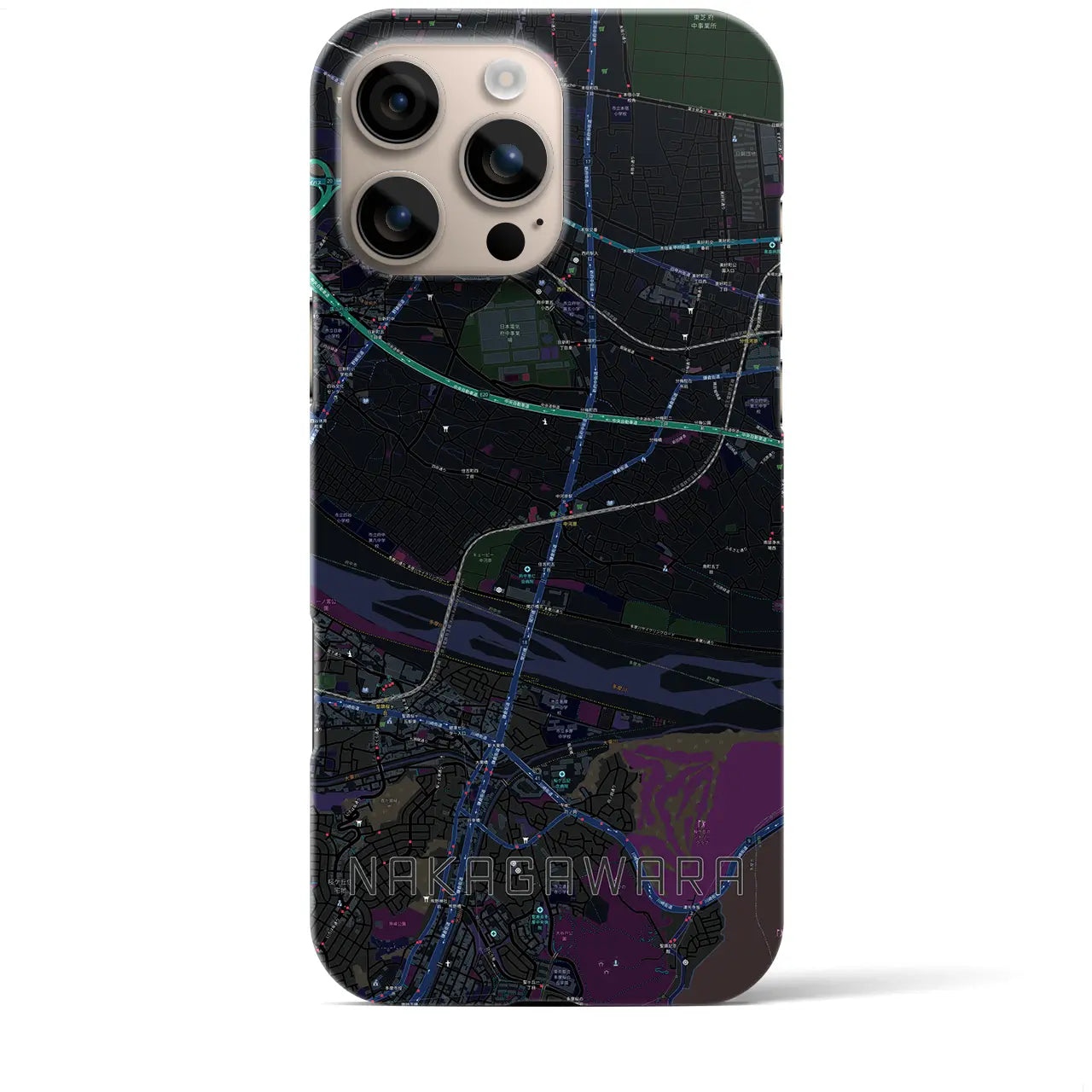 【中河原(東京都)】地図柄iPhoneケース(バックカバータイプ)
