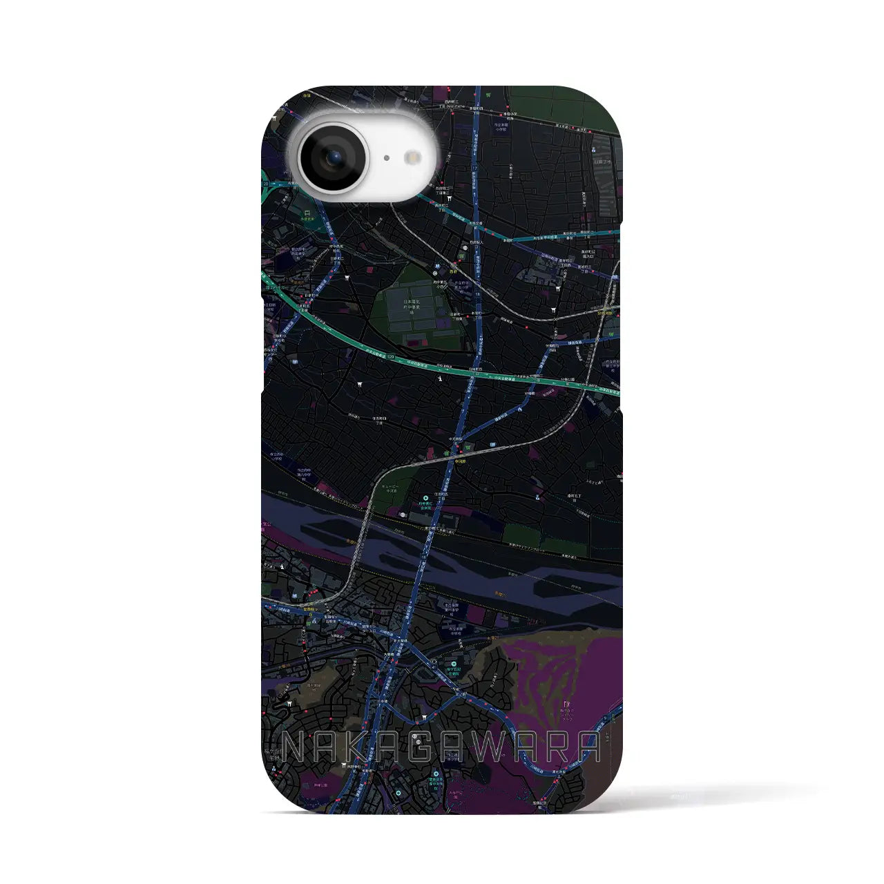 【中河原(東京都)】地図柄iPhoneケース(バックカバータイプ)