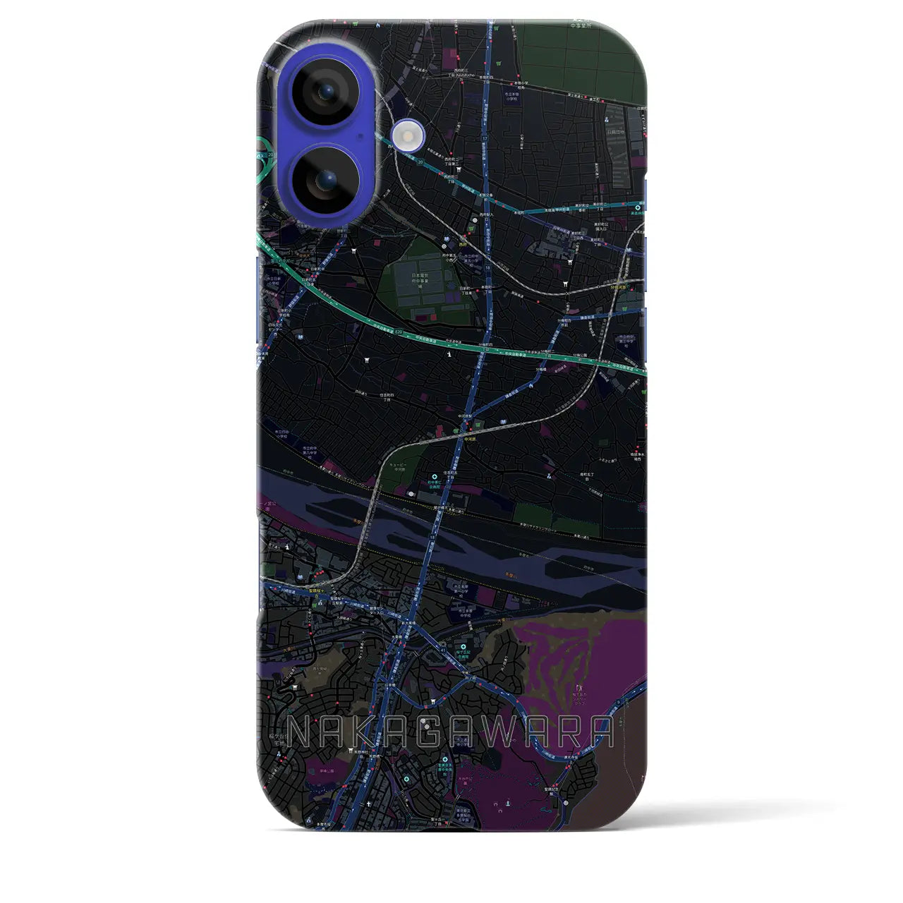 【中河原(東京都)】地図柄iPhoneケース(バックカバータイプ)