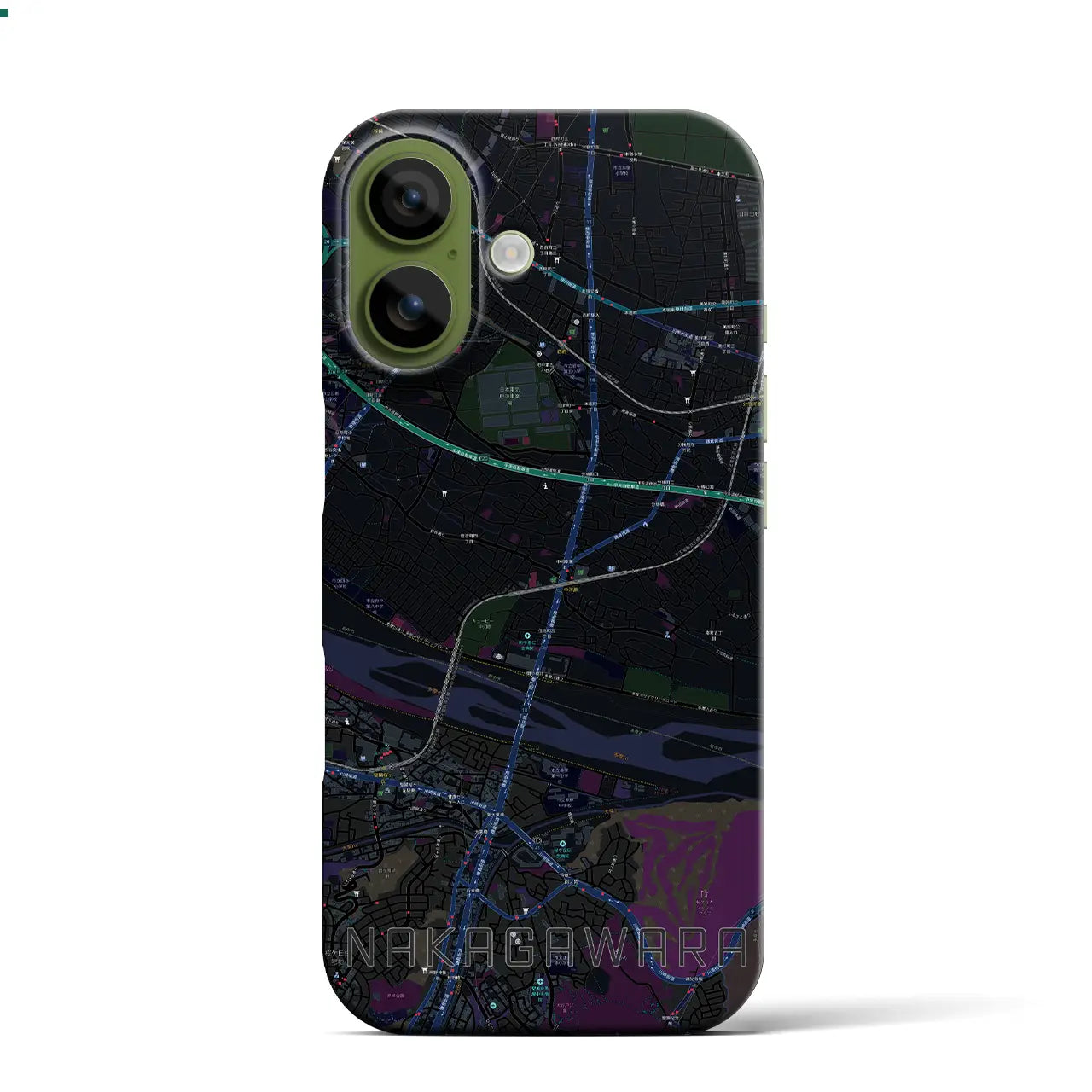 【中河原(東京都)】地図柄iPhoneケース(バックカバータイプ)