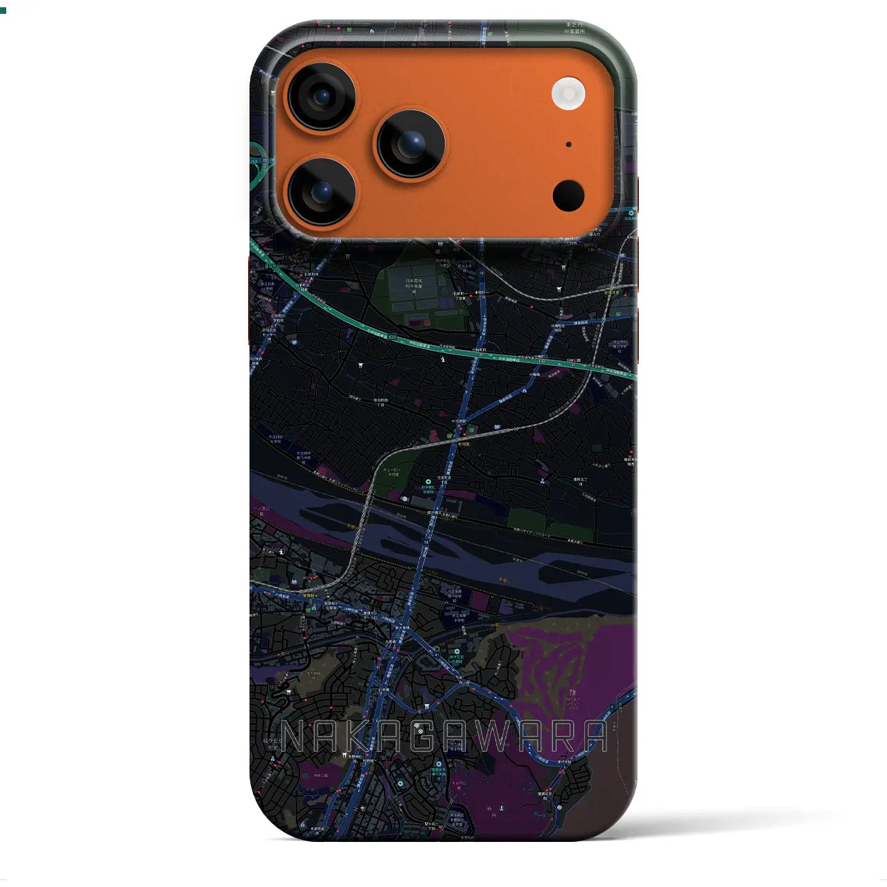【中河原(東京都)】地図柄iPhoneケース(バックカバータイプ)