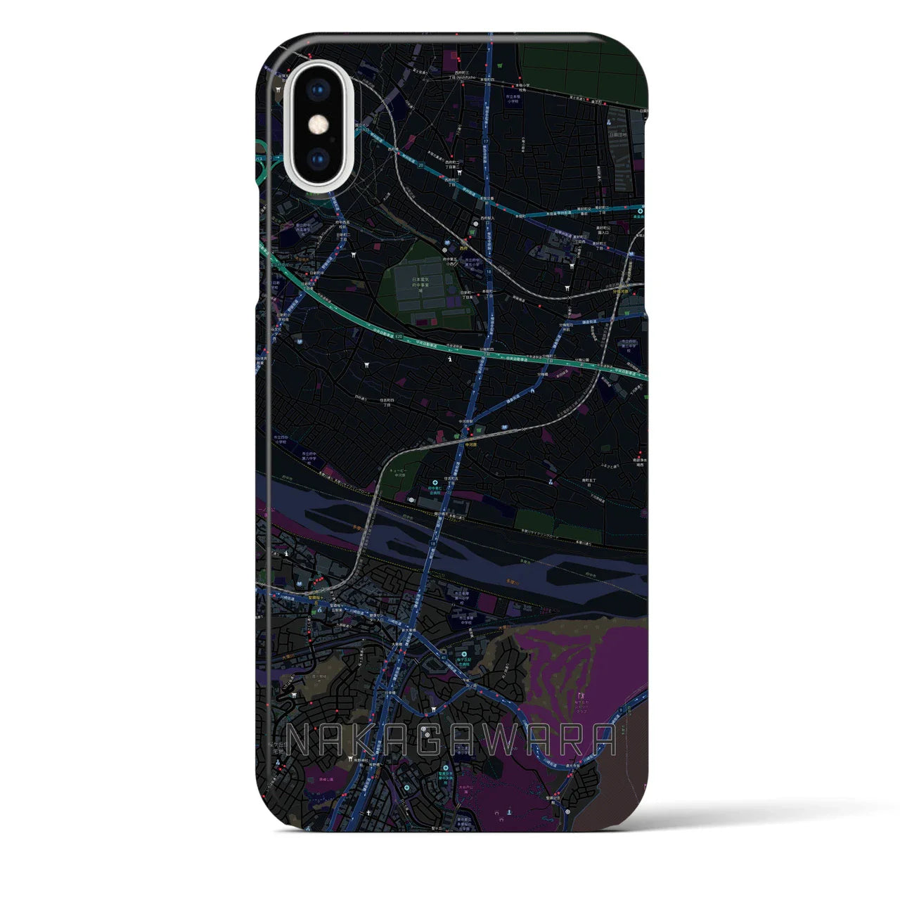 【中河原(東京都)】地図柄iPhoneケース(バックカバータイプ)