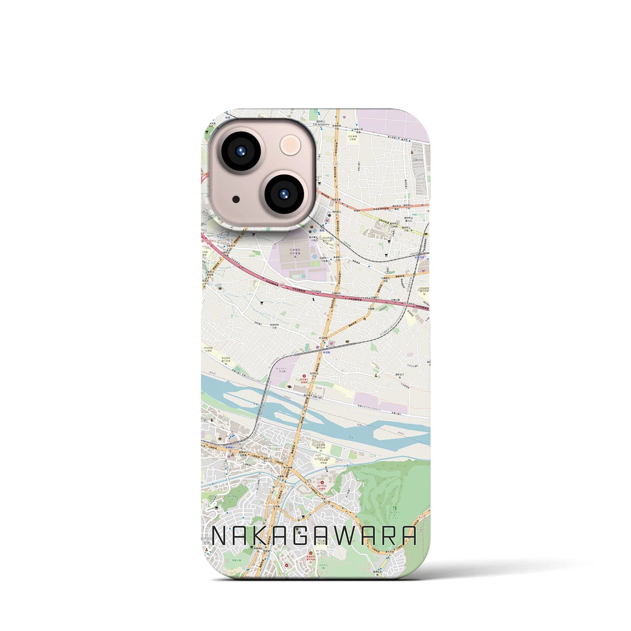 【中河原(東京都)】地図柄iPhoneケース(バックカバータイプ)