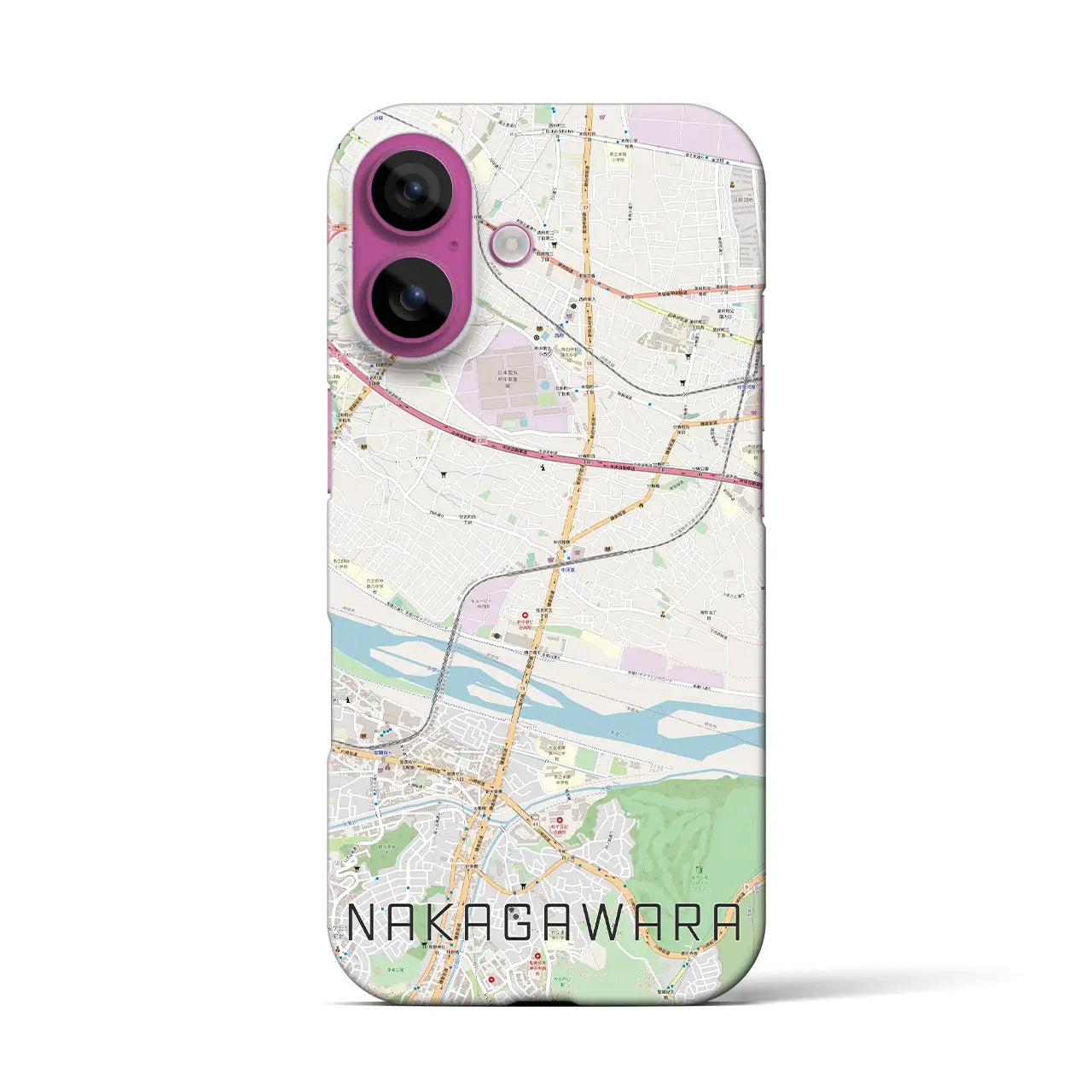 【中河原(東京都)】地図柄iPhoneケース(バックカバータイプ)