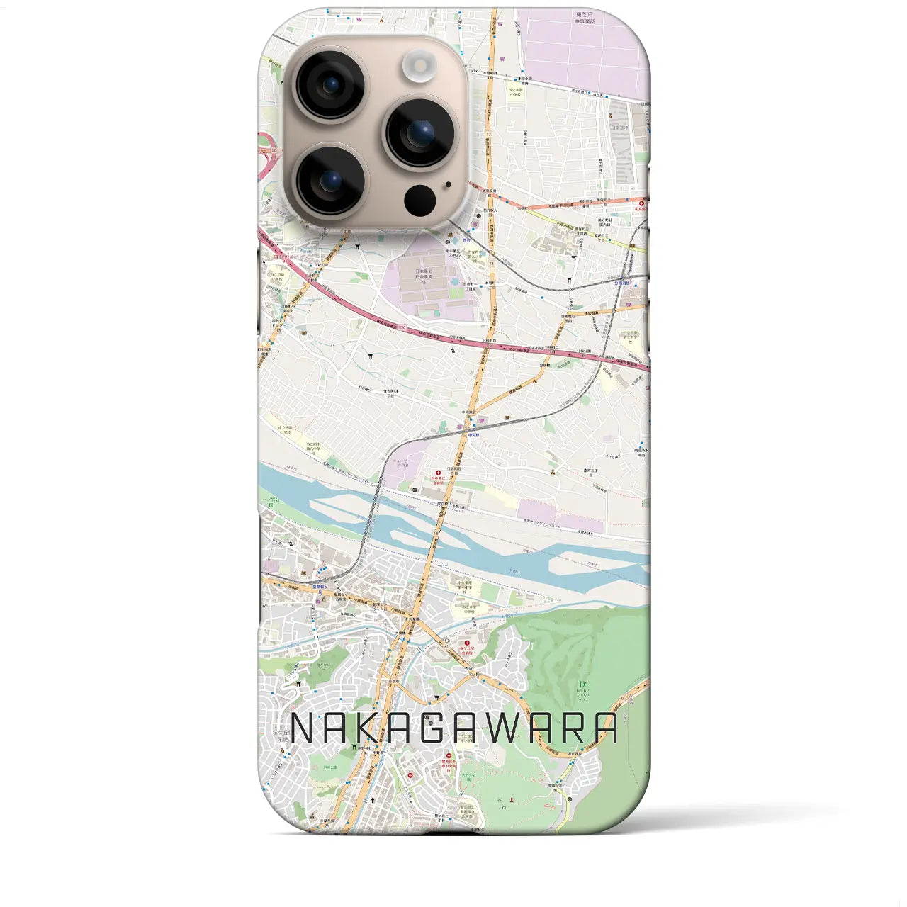 【中河原(東京都)】地図柄iPhoneケース(バックカバータイプ)