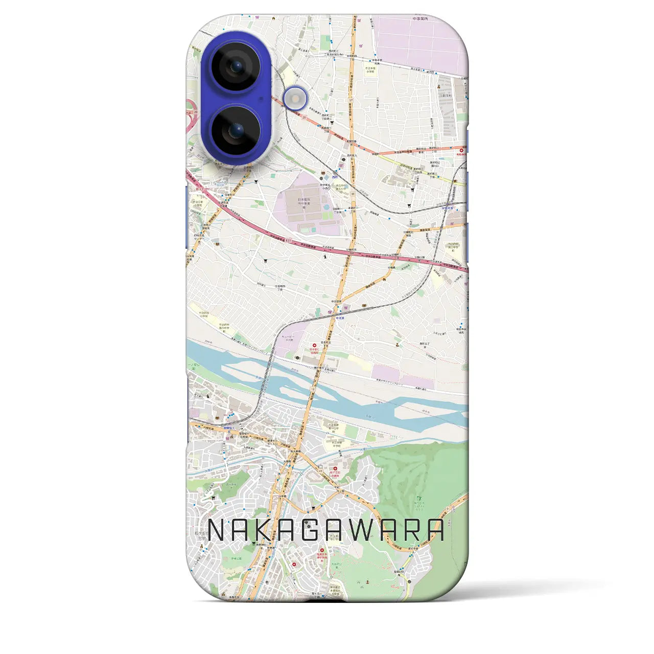【中河原(東京都)】地図柄iPhoneケース(バックカバータイプ)