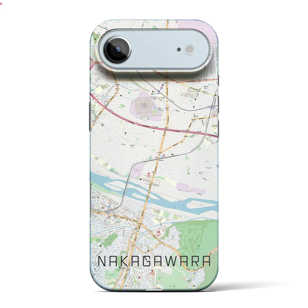 【中河原(東京都)】地図柄iPhoneケース(バックカバータイプ)ブラック・iPhone 17 Pro Max 用
