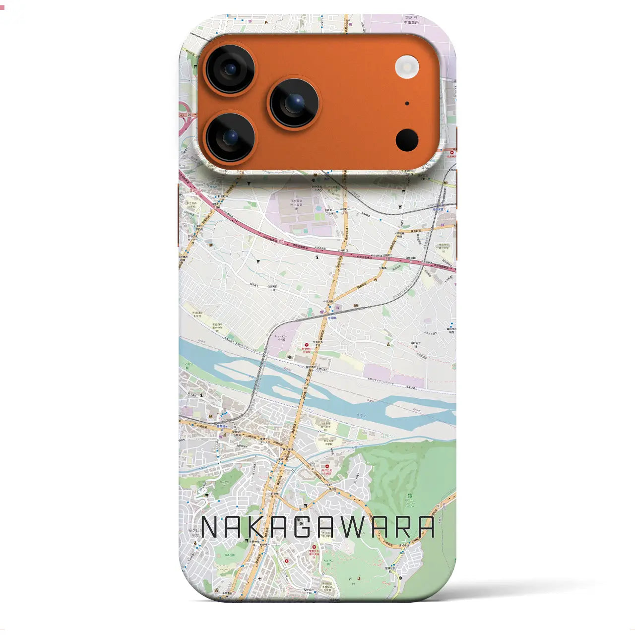 【中河原(東京都)】地図柄iPhoneケース(バックカバータイプ)