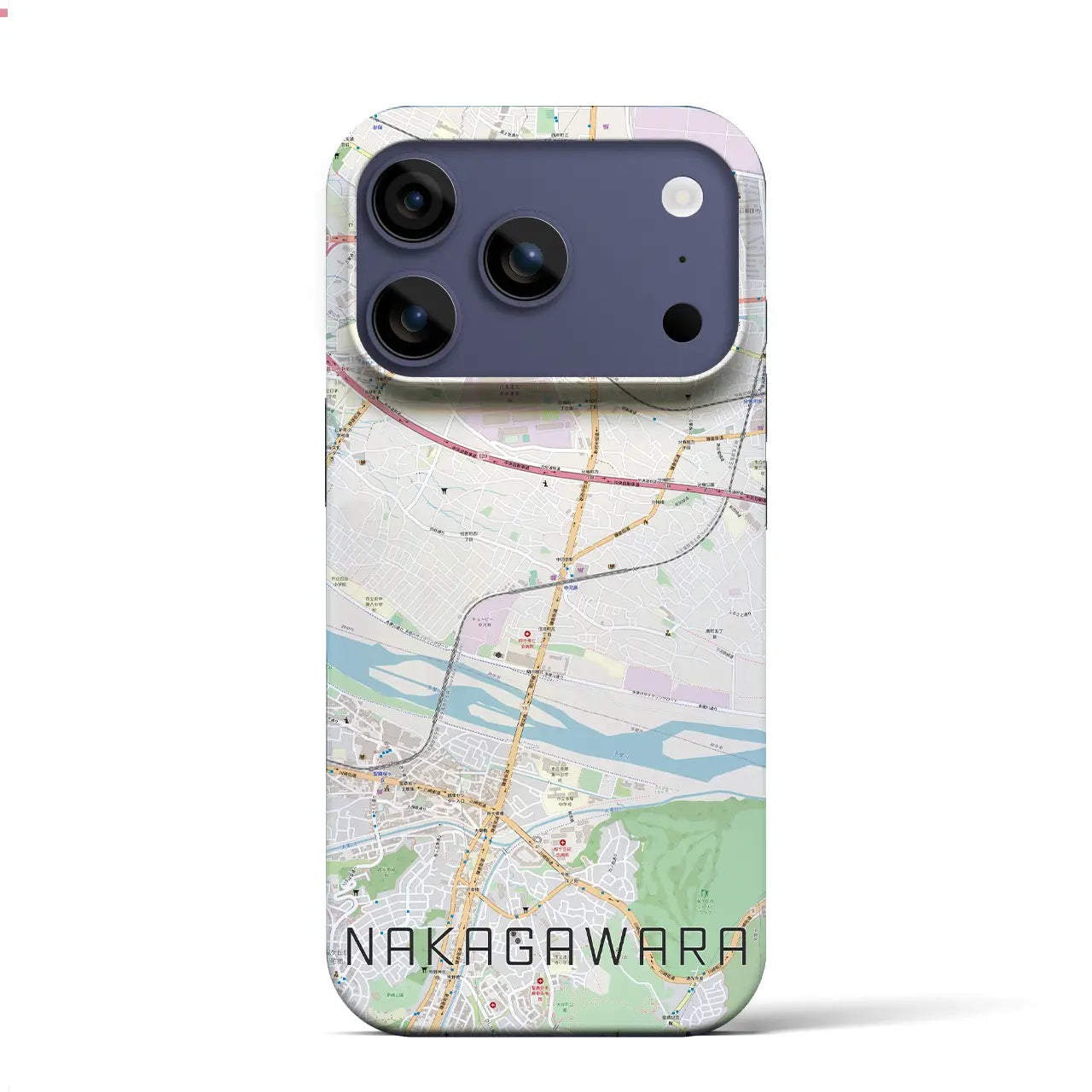 【中河原(東京都)】地図柄iPhoneケース(バックカバータイプ)ナチュラル・iPhone 17 Pro Max 用