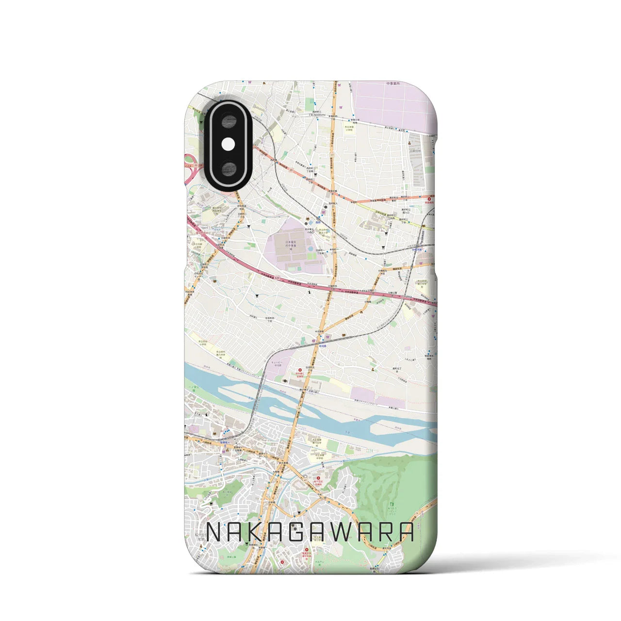 【中河原(東京都)】地図柄iPhoneケース(バックカバータイプ)