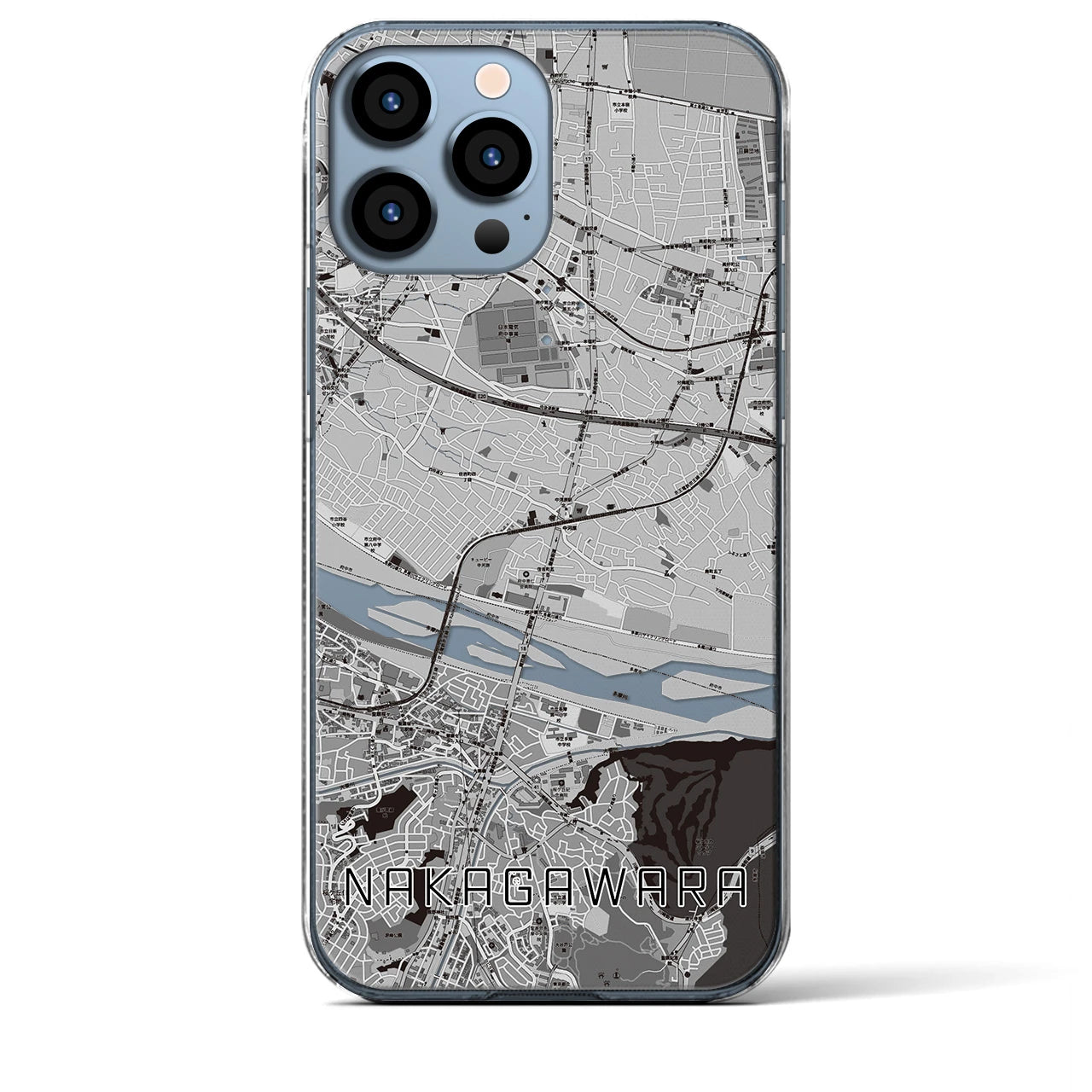 【中河原(東京都)】地図柄iPhoneケース(クリアタイプ)