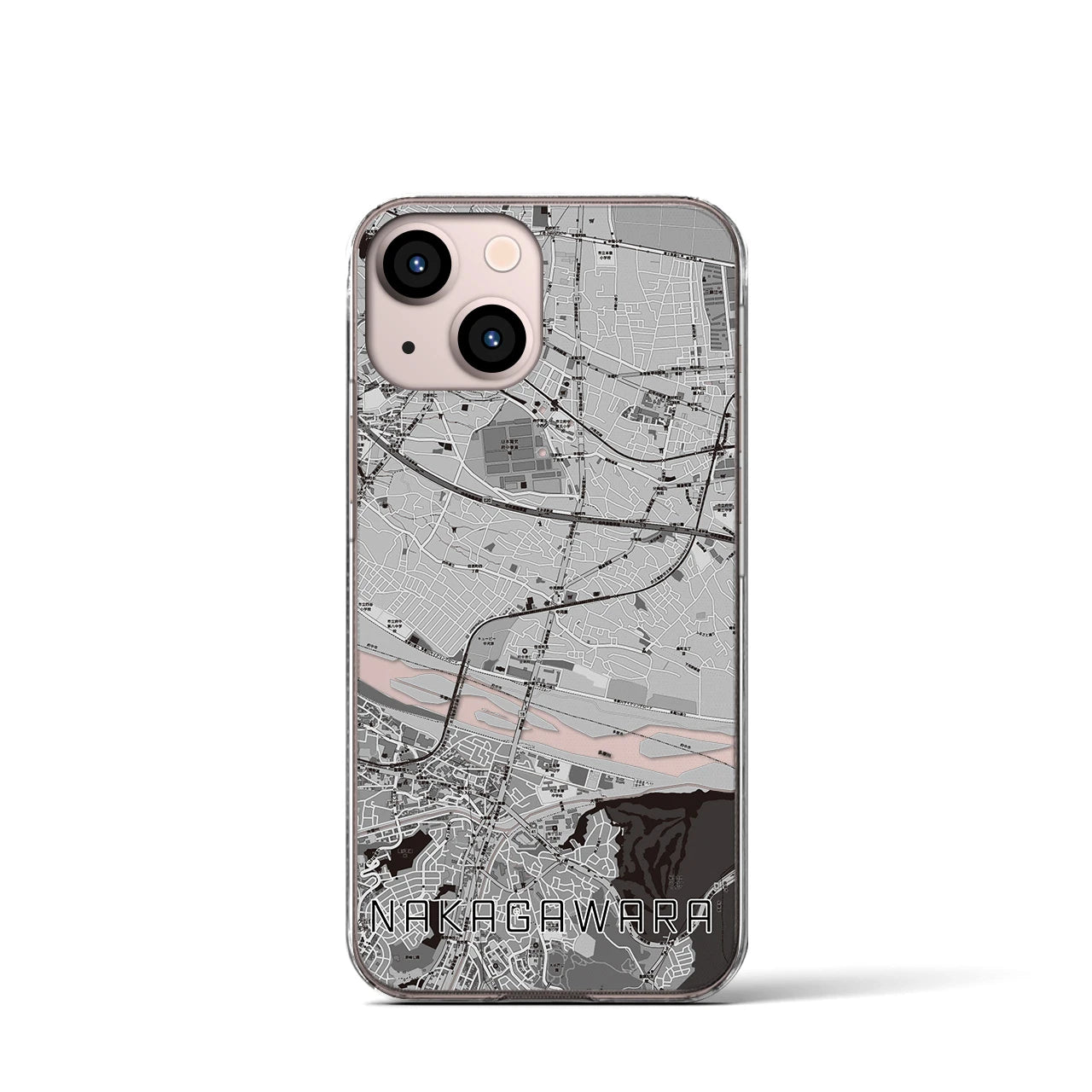 【中河原(東京都)】地図柄iPhoneケース(クリアタイプ)