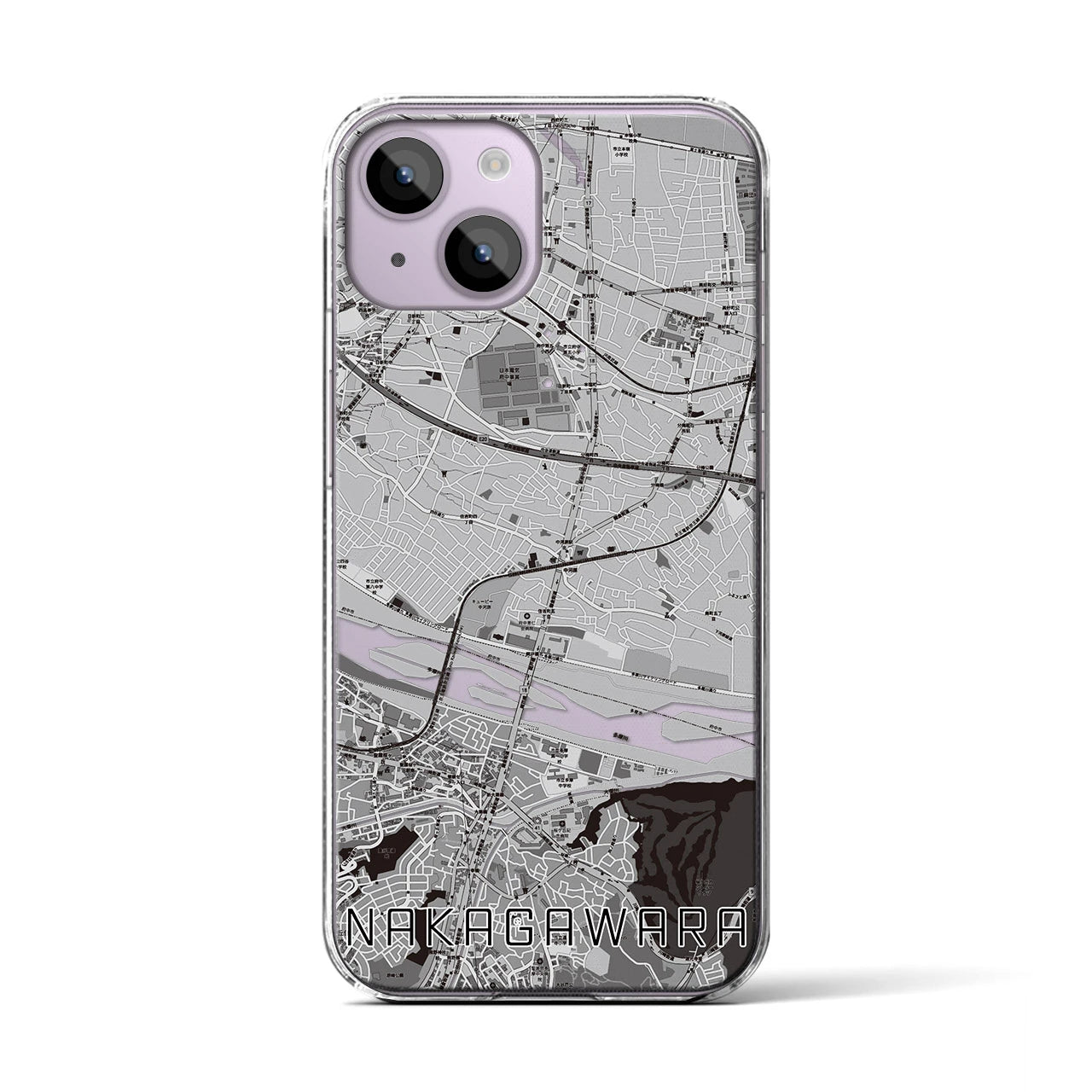 【中河原(東京都)】地図柄iPhoneケース(クリアタイプ)