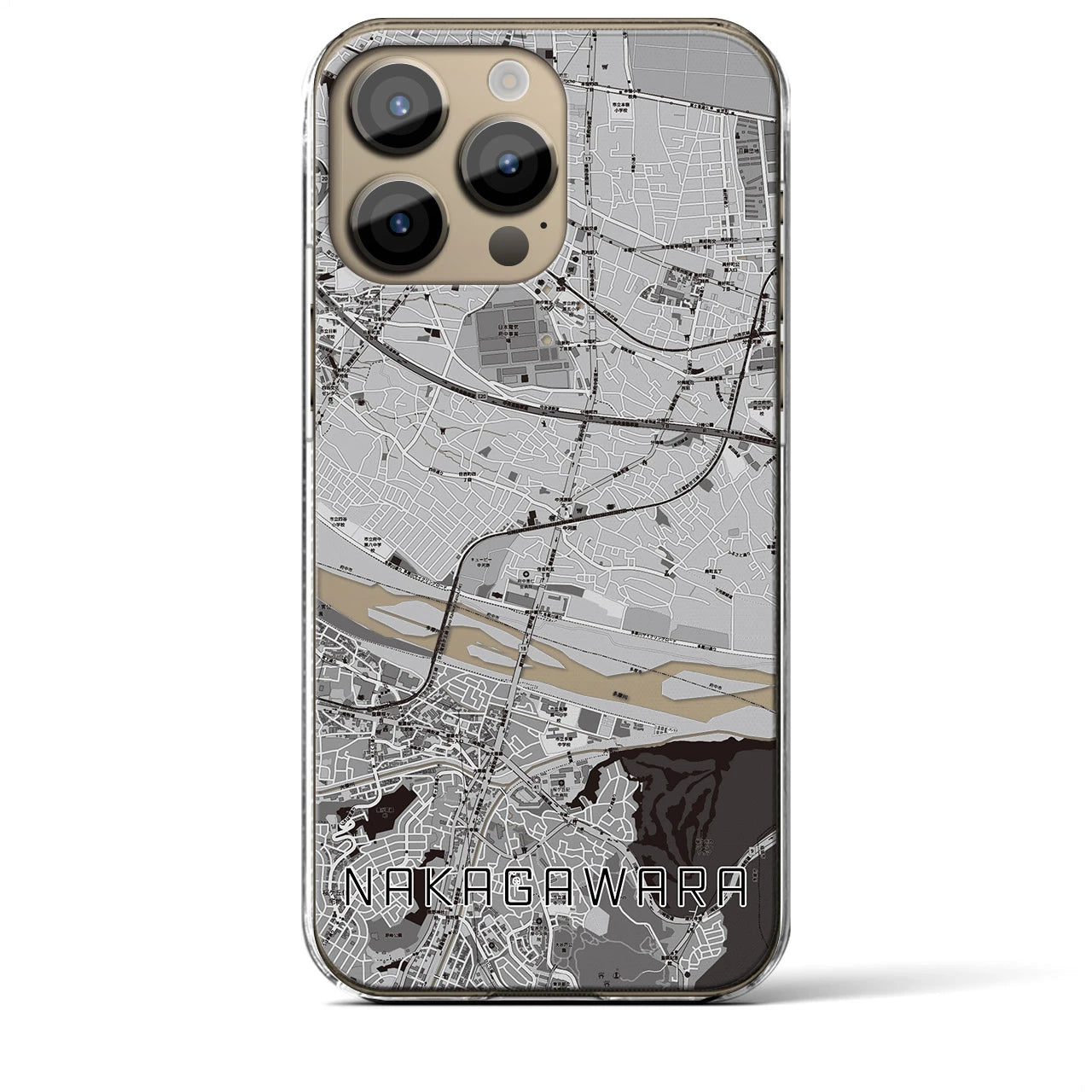 【中河原(東京都)】地図柄iPhoneケース(クリアタイプ)