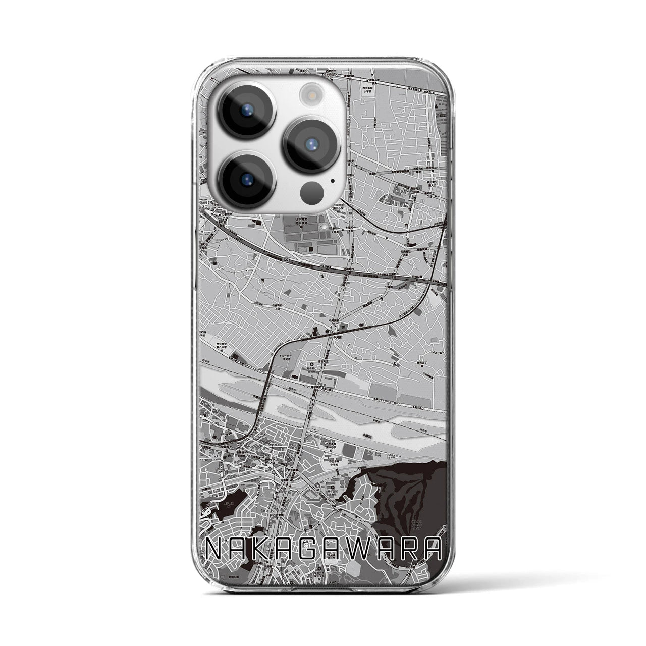 【中河原(東京都)】地図柄iPhoneケース(クリアタイプ)