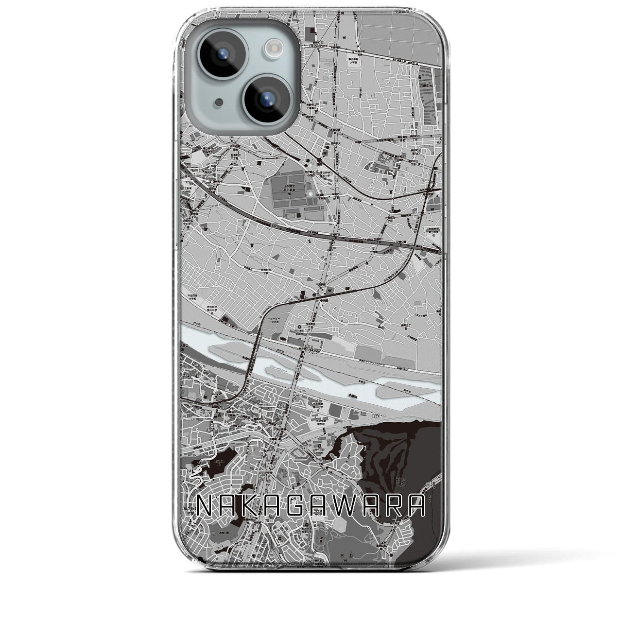 【中河原(東京都)】地図柄iPhoneケース(クリアタイプ)