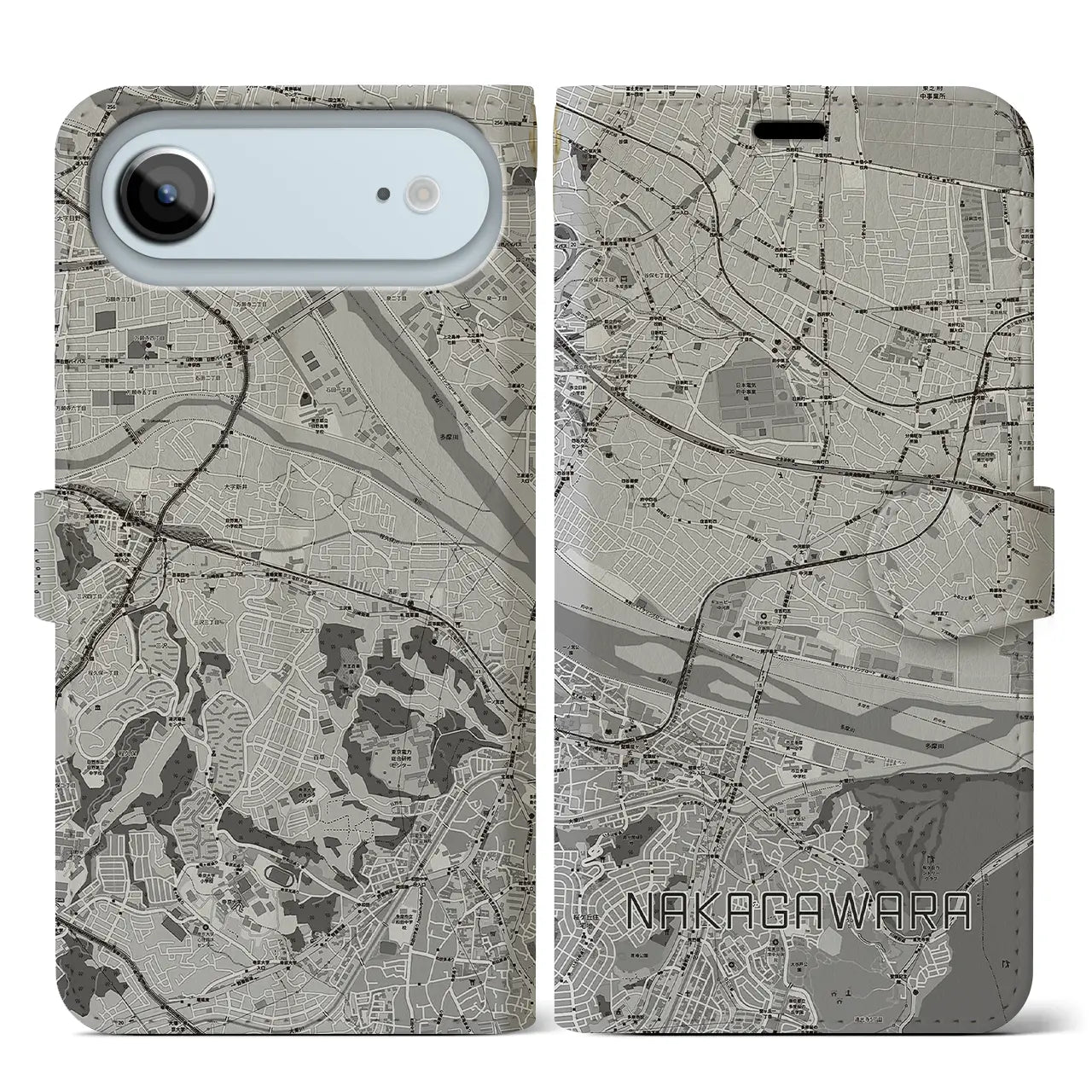 【中河原(東京都)】地図柄iPhoneケース(手帳タイプ)