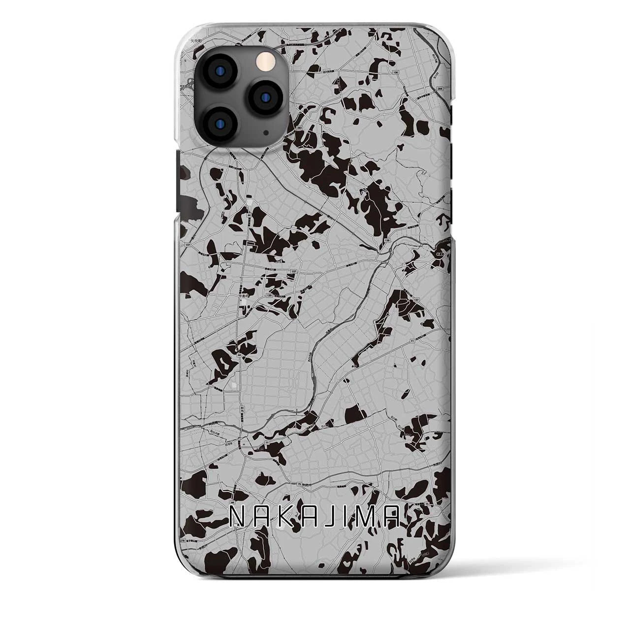 【中島(福島県)】地図柄iPhoneケース(クリアタイプ)モノトーン・iPhone 11 Pro Max 用