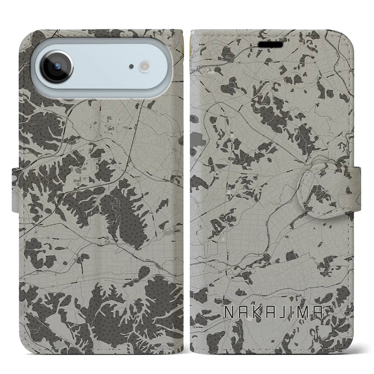 【中島(福島県)】地図柄iPhoneケース(手帳タイプ)