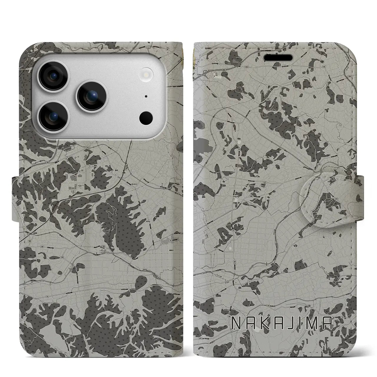 【中島(福島県)】地図柄iPhoneケース(手帳タイプ)