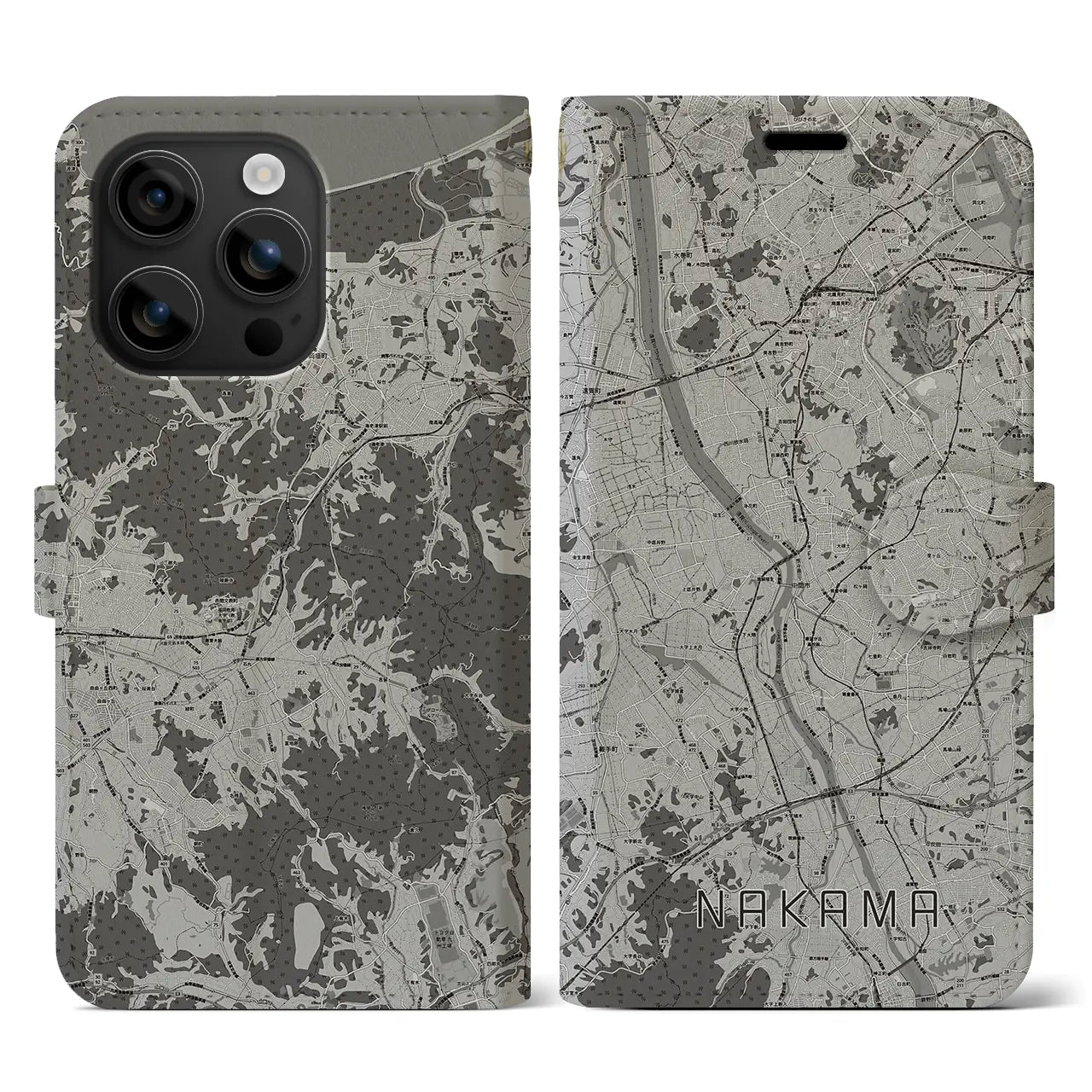 【中間(福岡県)】地図柄iPhoneケース(手帳タイプ)