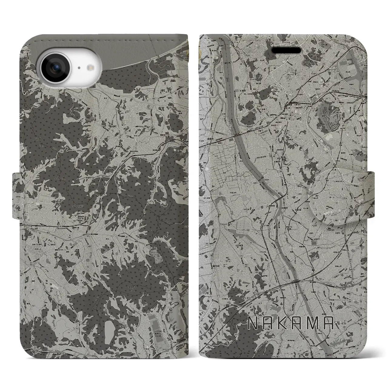 【中間(福岡県)】地図柄iPhoneケース(手帳タイプ)