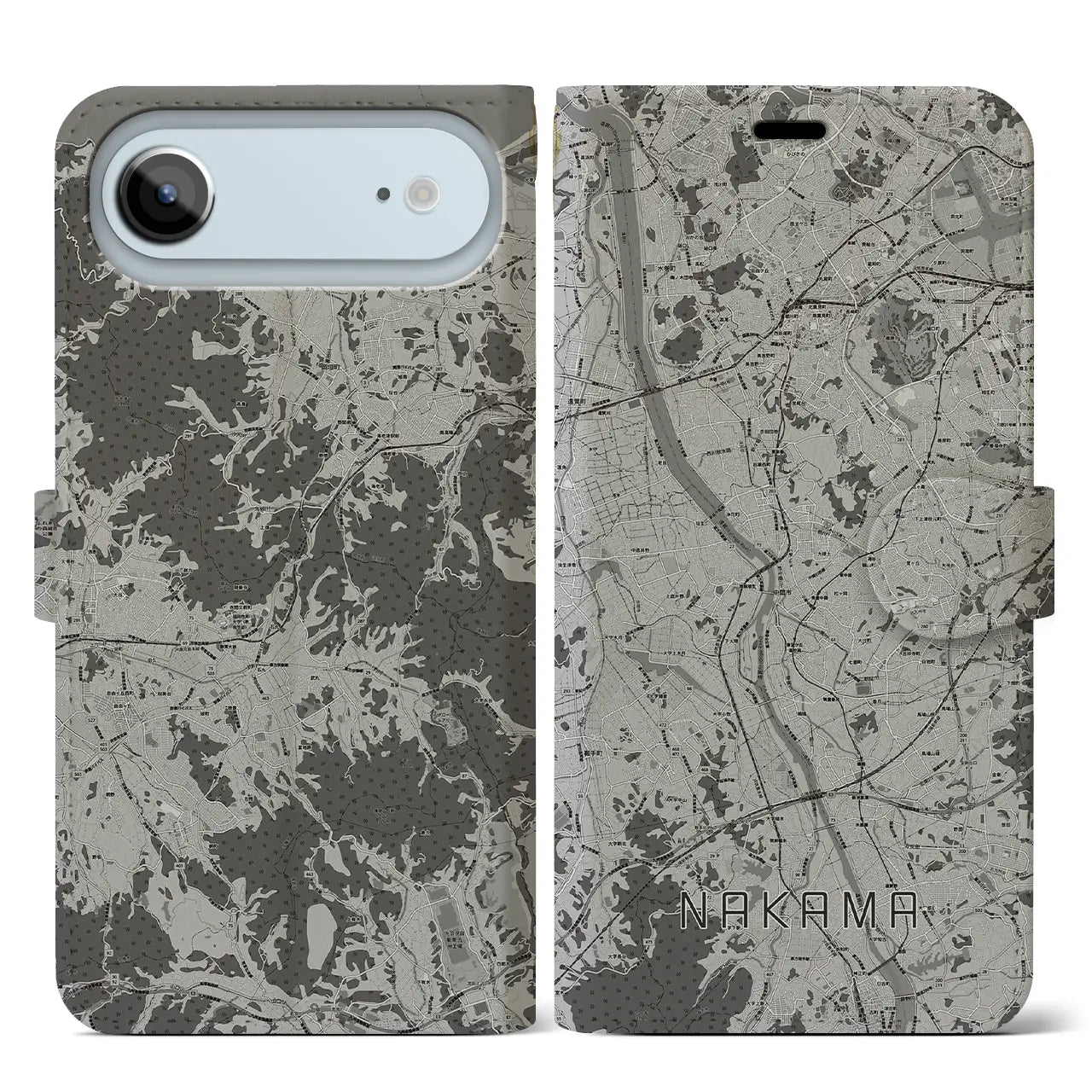 【中間(福岡県)】地図柄iPhoneケース(手帳タイプ)