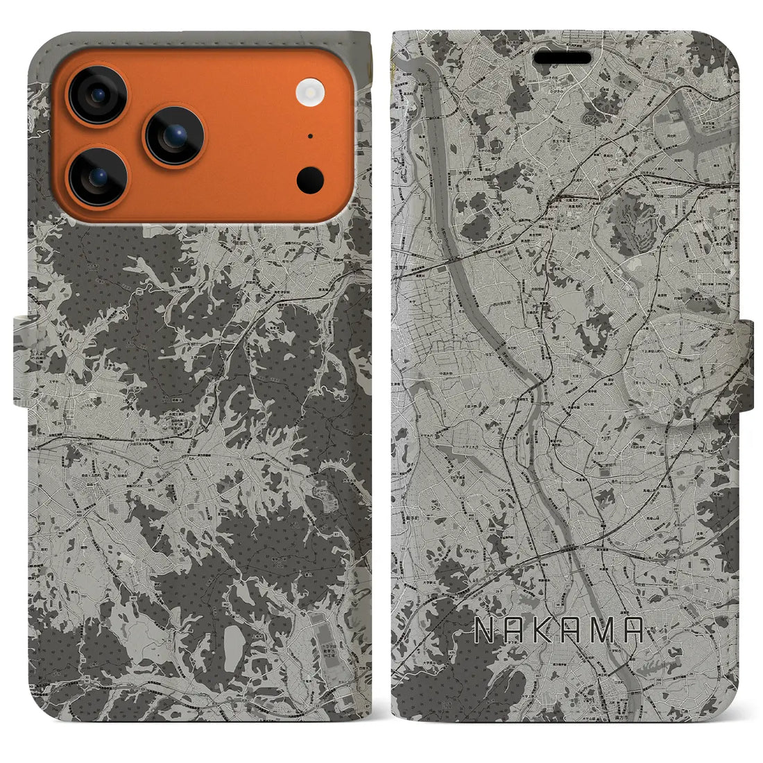 【中間(福岡県)】地図柄iPhoneケース(手帳タイプ)