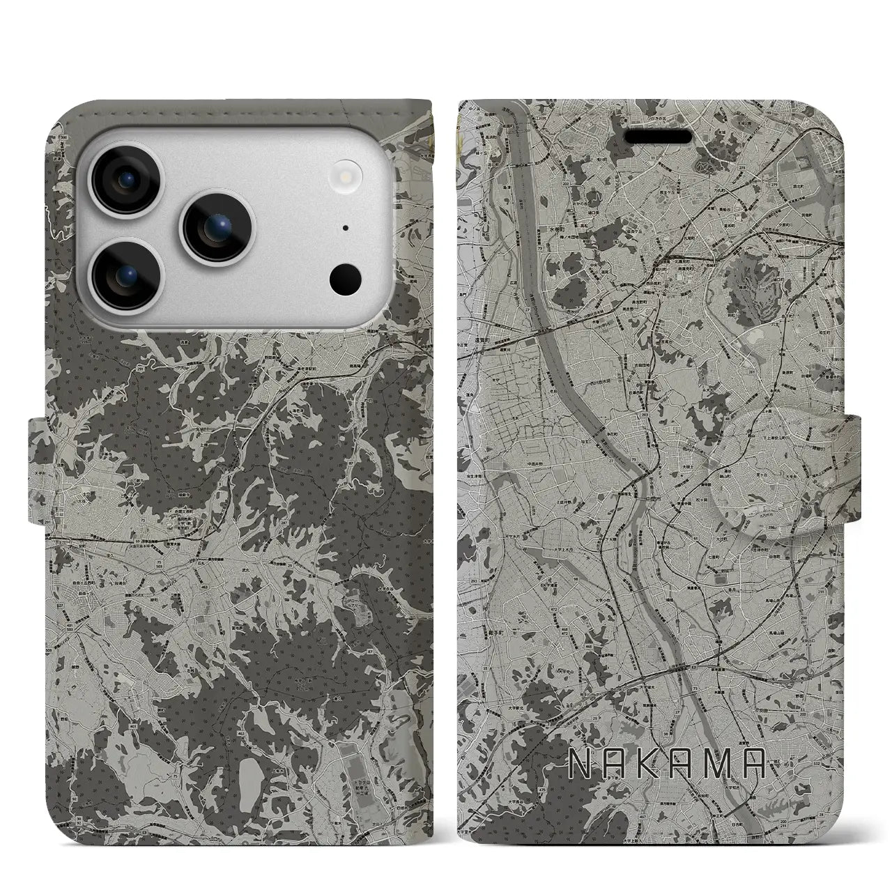 【中間(福岡県)】地図柄iPhoneケース(手帳タイプ)