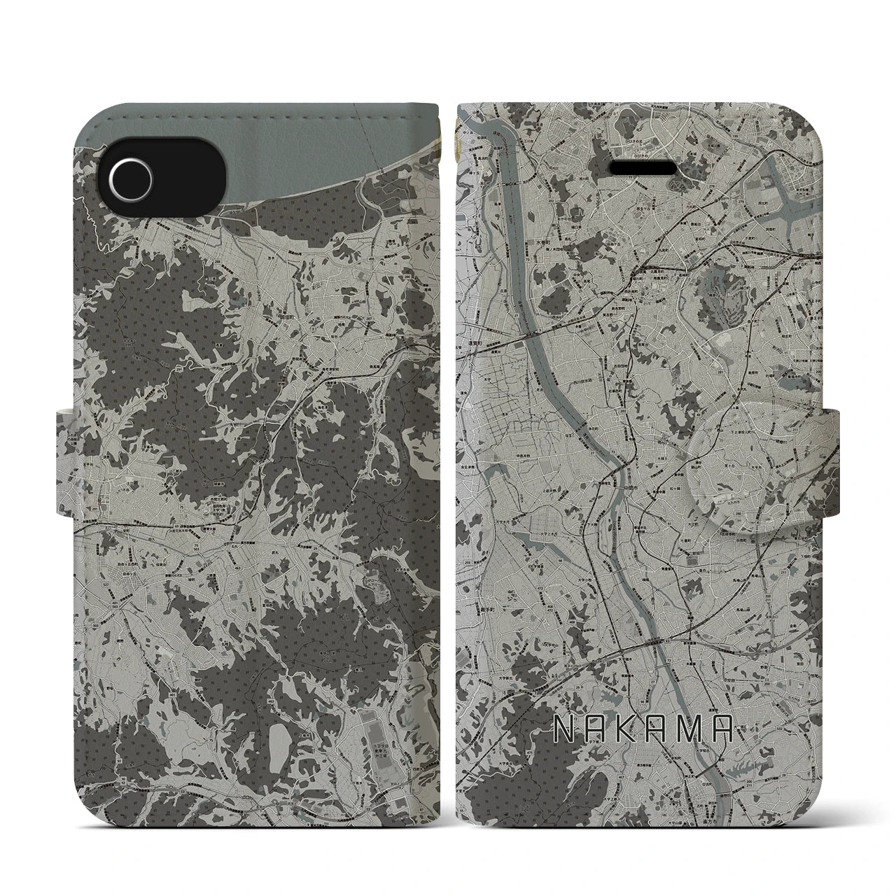 【中間(福岡県)】地図柄iPhoneケース(手帳タイプ)