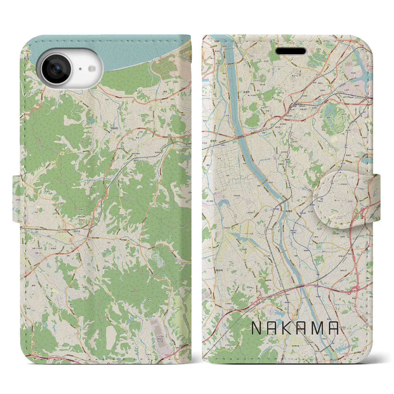 【中間(福岡県)】地図柄iPhoneケース(手帳タイプ)