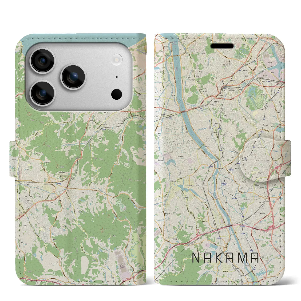 【中間(福岡県)】地図柄iPhoneケース(手帳タイプ)