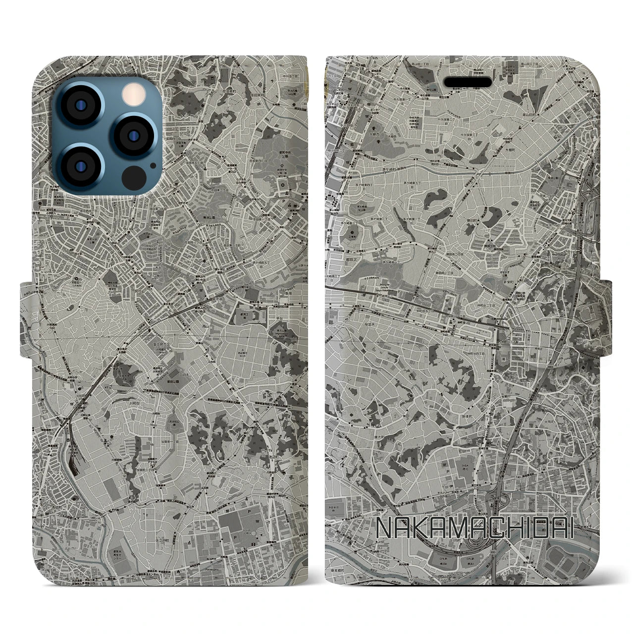 【仲町台(神奈川県)】地図柄iPhoneケース(手帳タイプ)