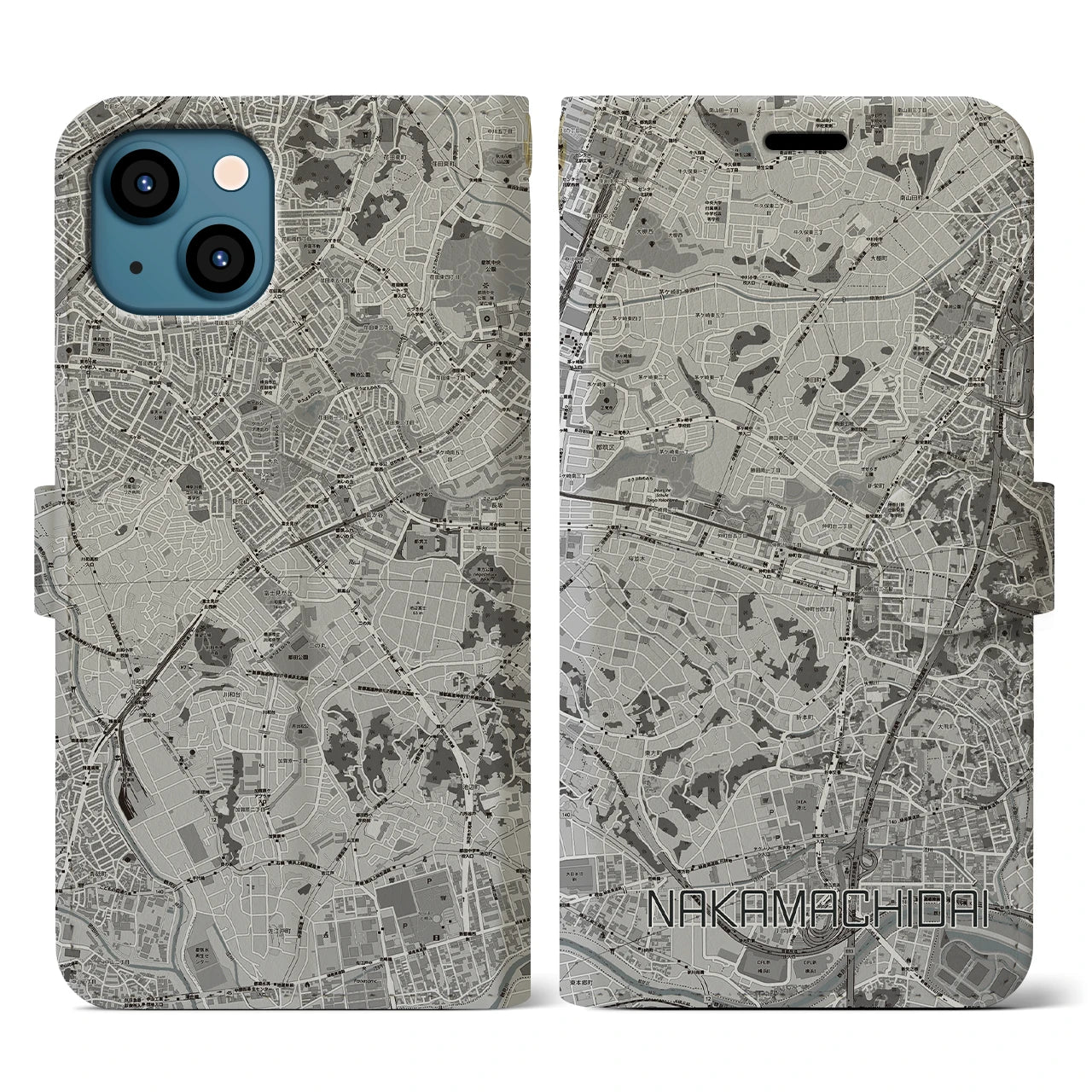 【仲町台(神奈川県)】地図柄iPhoneケース(手帳タイプ)