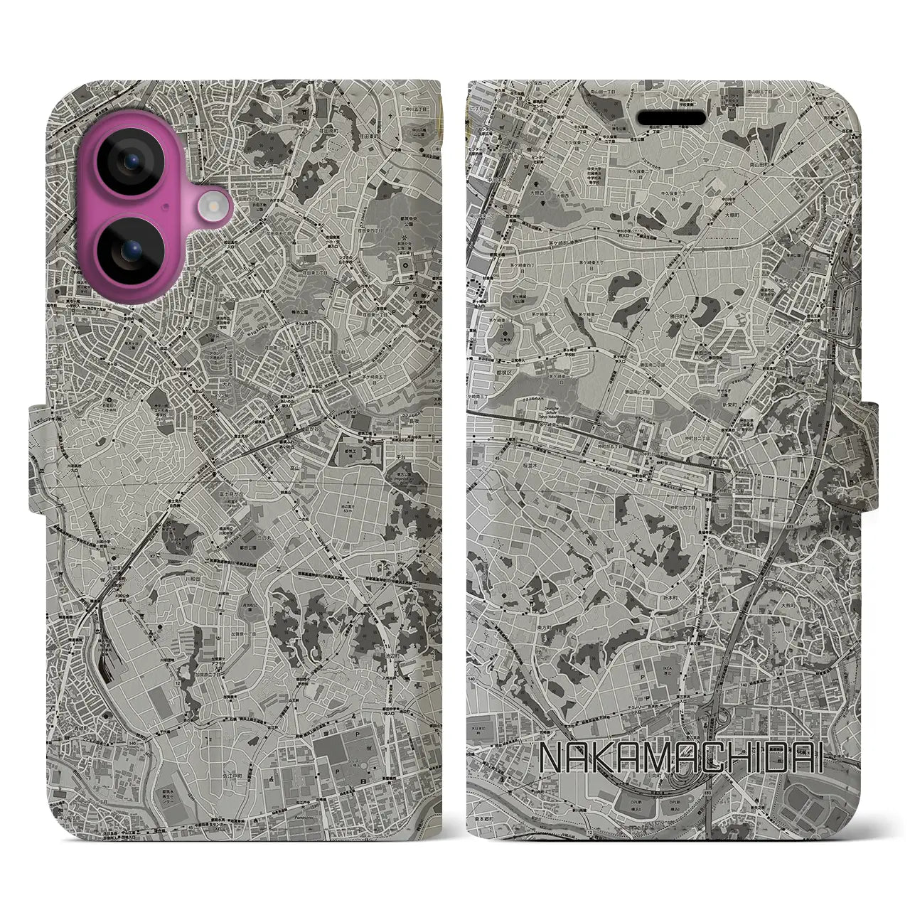 【仲町台(神奈川県)】地図柄iPhoneケース(手帳タイプ)