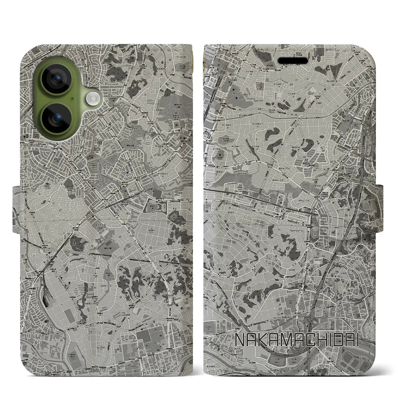 【仲町台(神奈川県)】地図柄iPhoneケース(手帳タイプ)