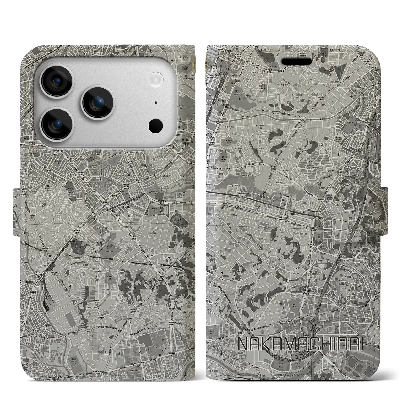 【仲町台(神奈川県)】地図柄iPhoneケース(手帳タイプ)